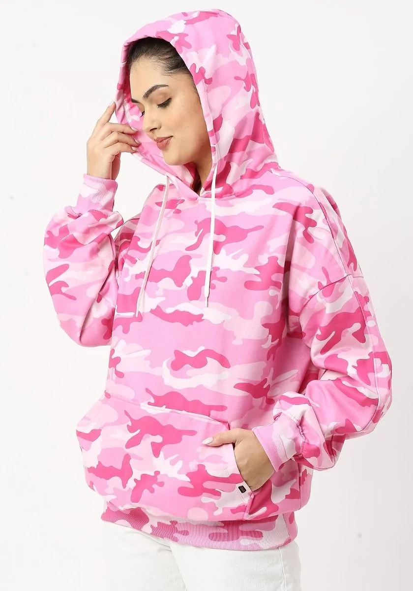 Pink Camo Women Oversized Hoodie