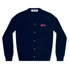 Play Comme des Garons Double Heart Men's Cardigan (Navy)