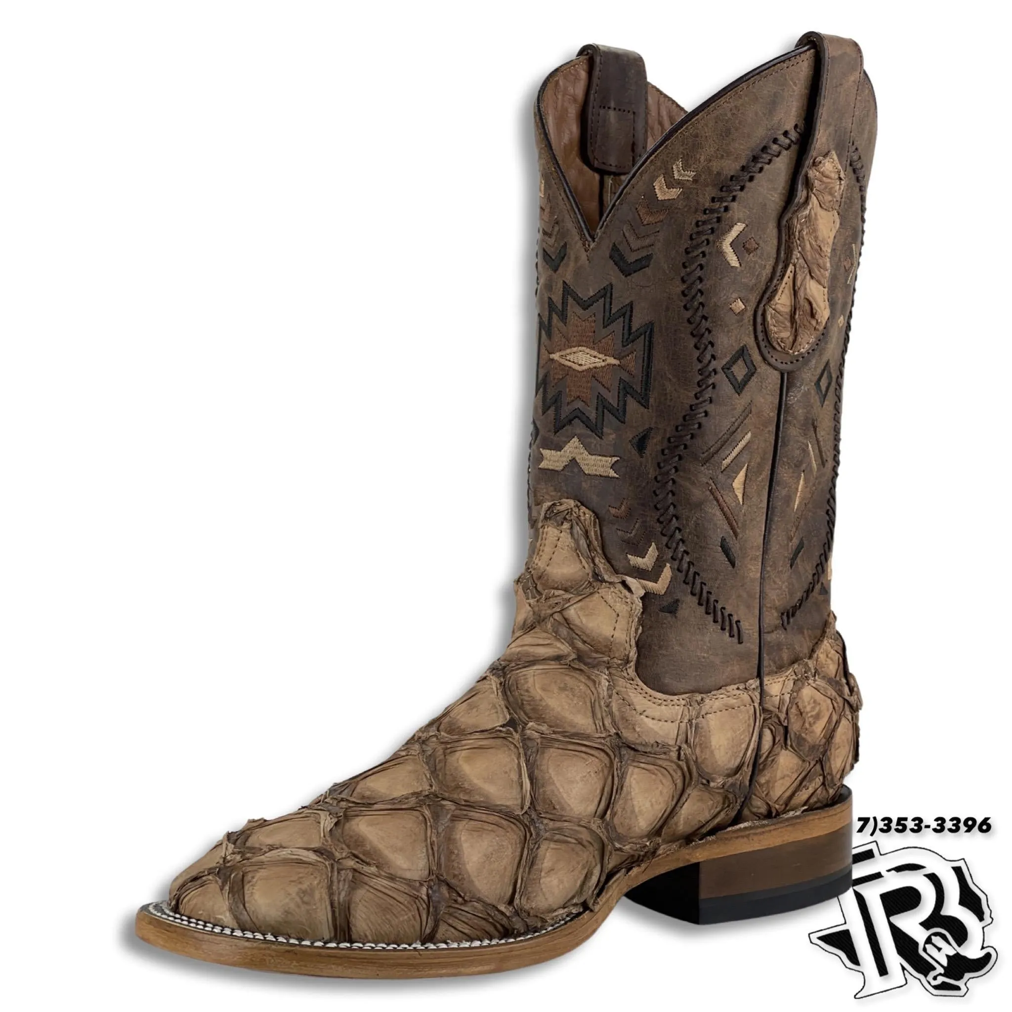 PRIARUCU (fish) ANTIQUE ORIGNAL | MEN SQUARE TOE WESTERN BOOTS STYLE PR05252