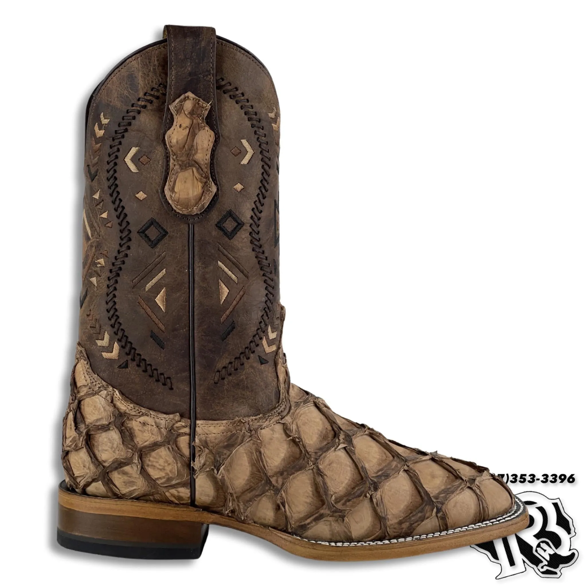 PRIARUCU (fish) ANTIQUE ORIGNAL | MEN SQUARE TOE WESTERN BOOTS STYLE PR05252