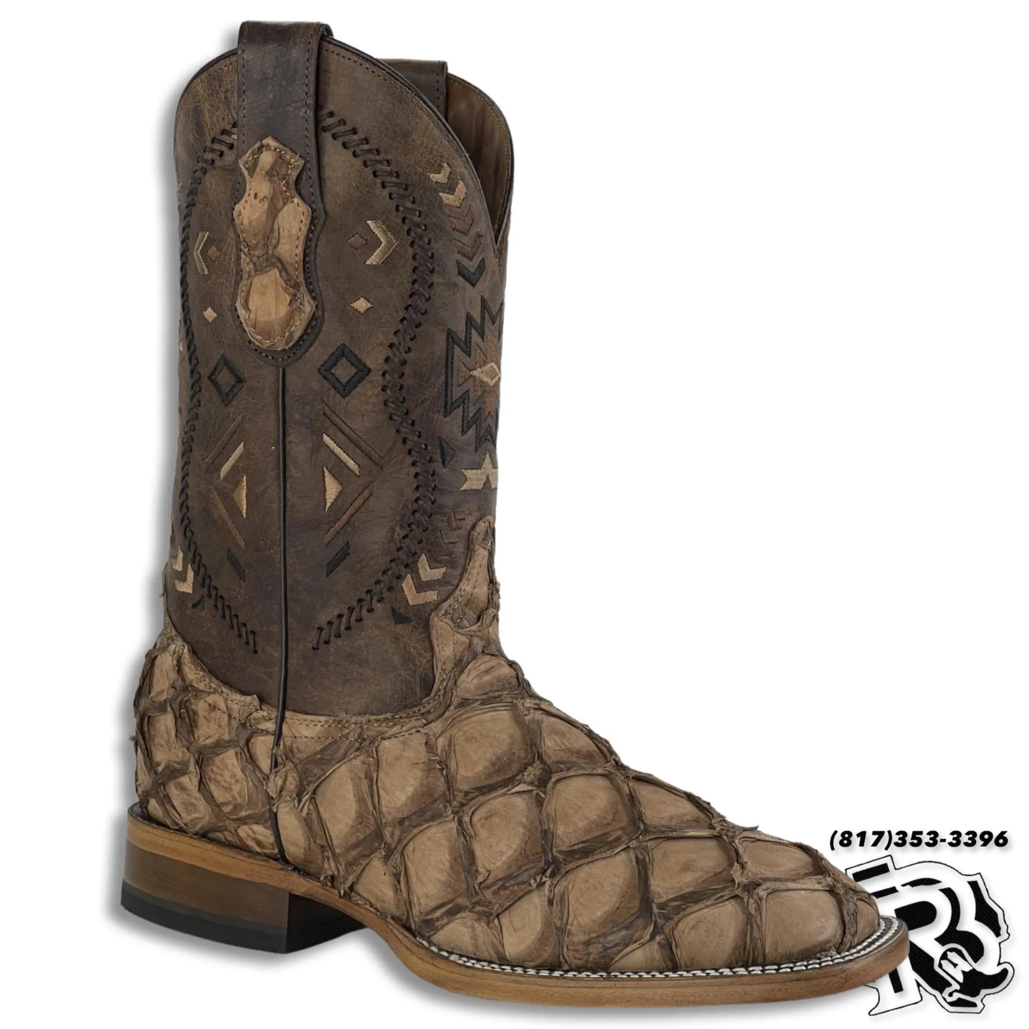 PRIARUCU (fish) ANTIQUE ORIGNAL | MEN SQUARE TOE WESTERN BOOTS STYLE PR05252