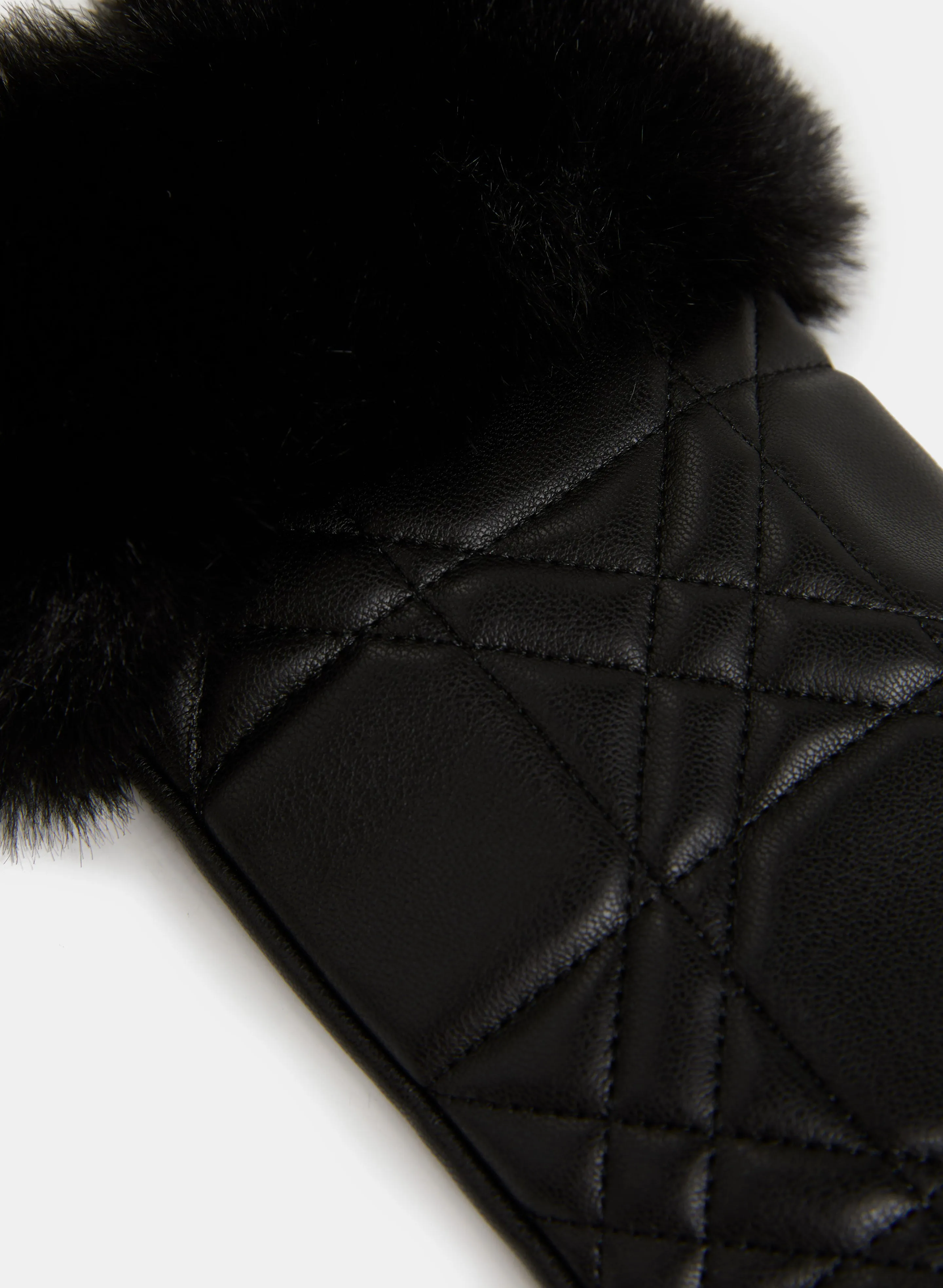 Quilted Vegan Leather Mittens