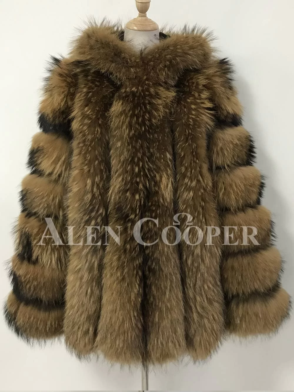 Raccoon Fur Coat with Hood