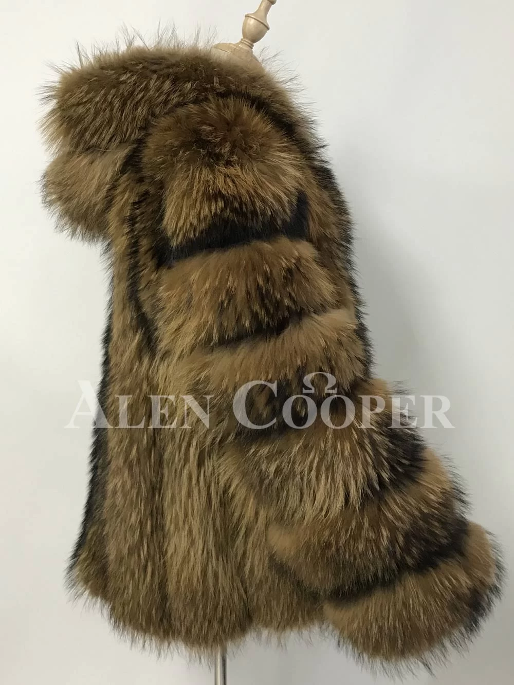 Raccoon Fur Coat with Hood