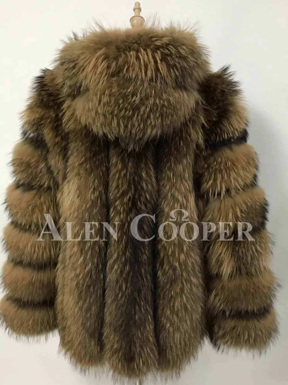 Raccoon Fur Coat with Hood