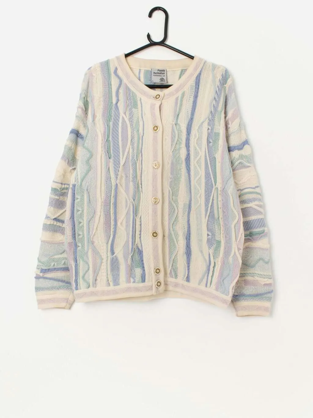 Rare Y2K vintage Coogi style pastel cardigan for women – Medium