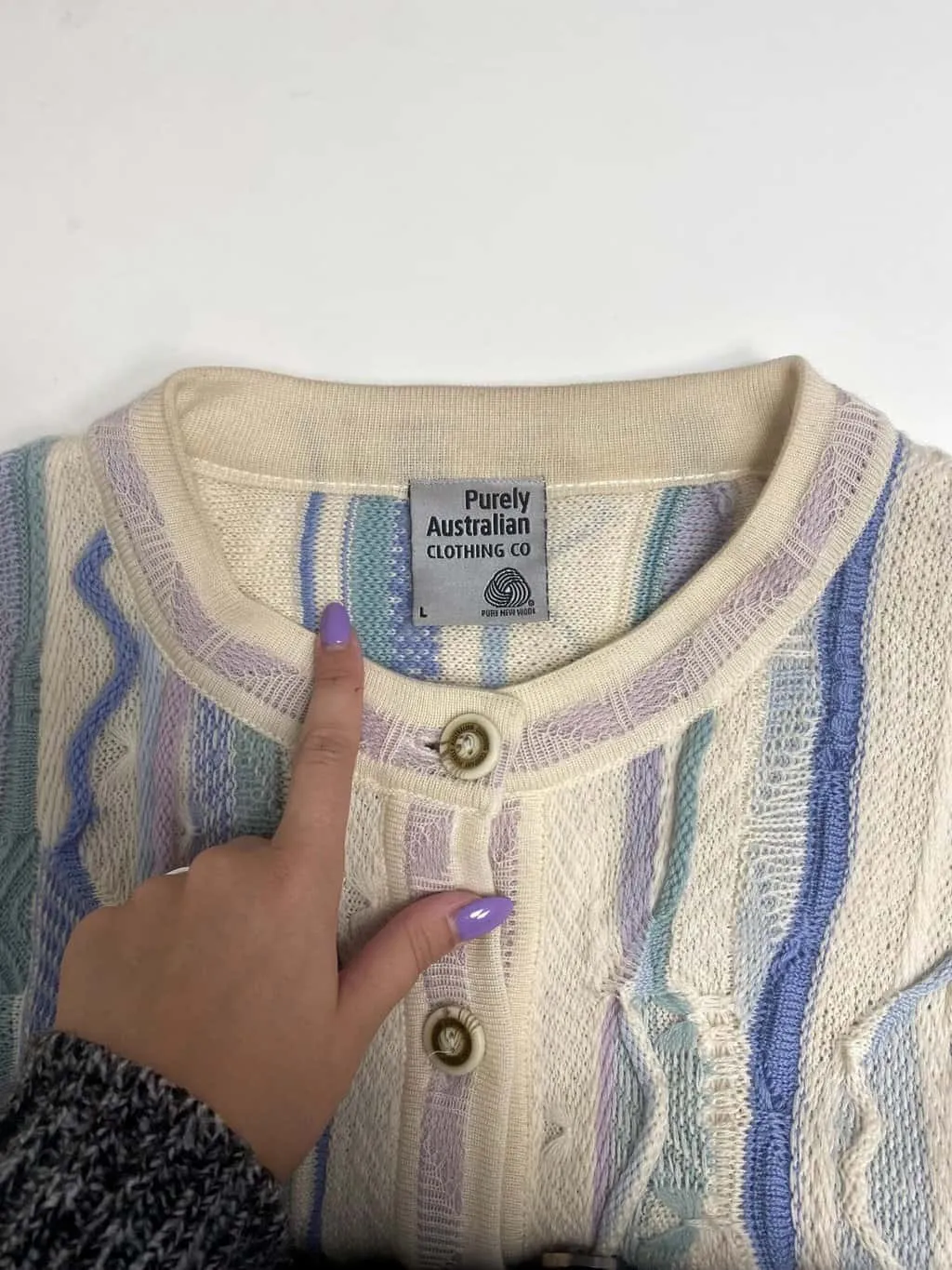 Rare Y2K vintage Coogi style pastel cardigan for women – Medium