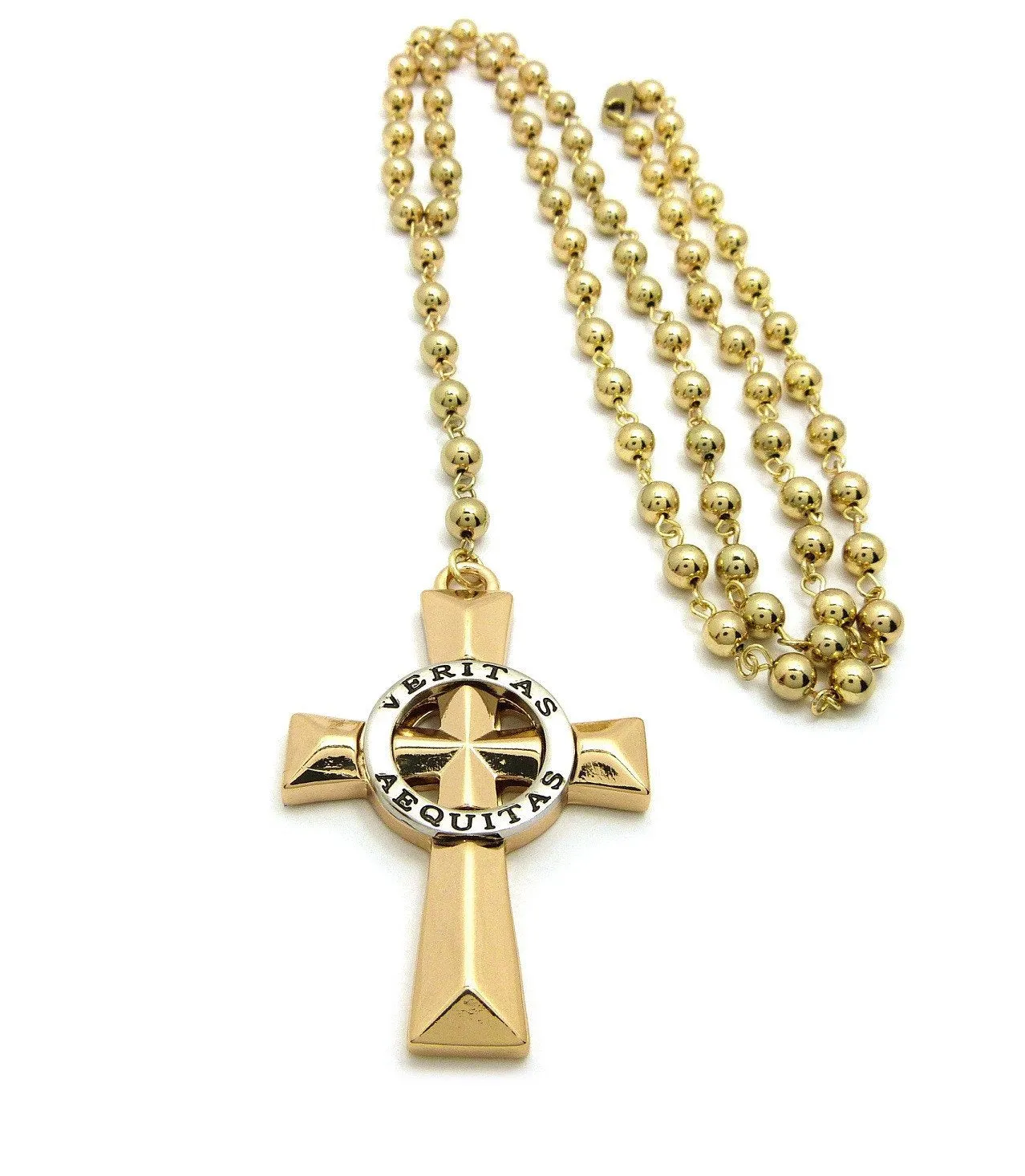 Rosary Bead Cross (Gold)