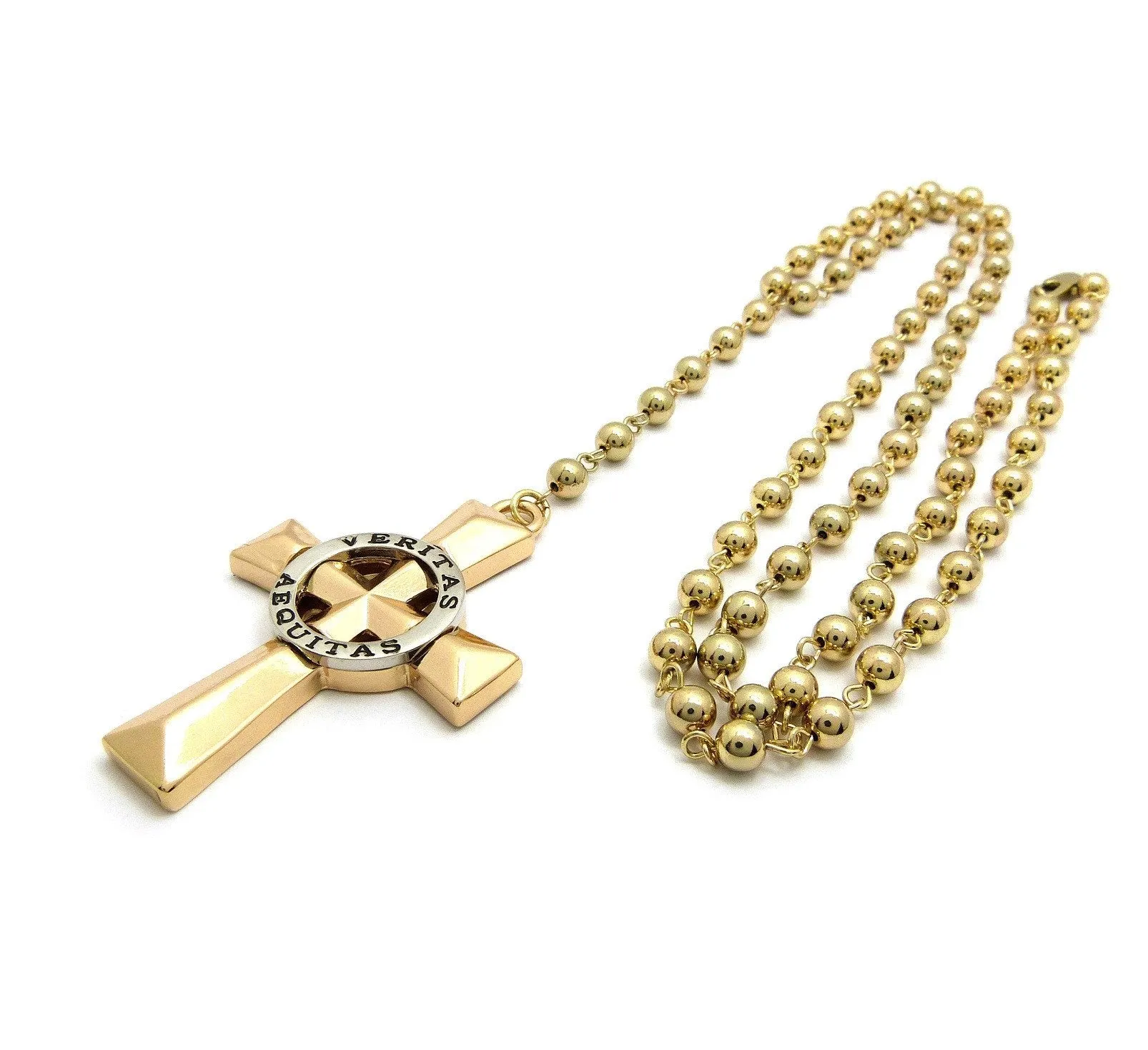 Rosary Bead Cross (Gold)