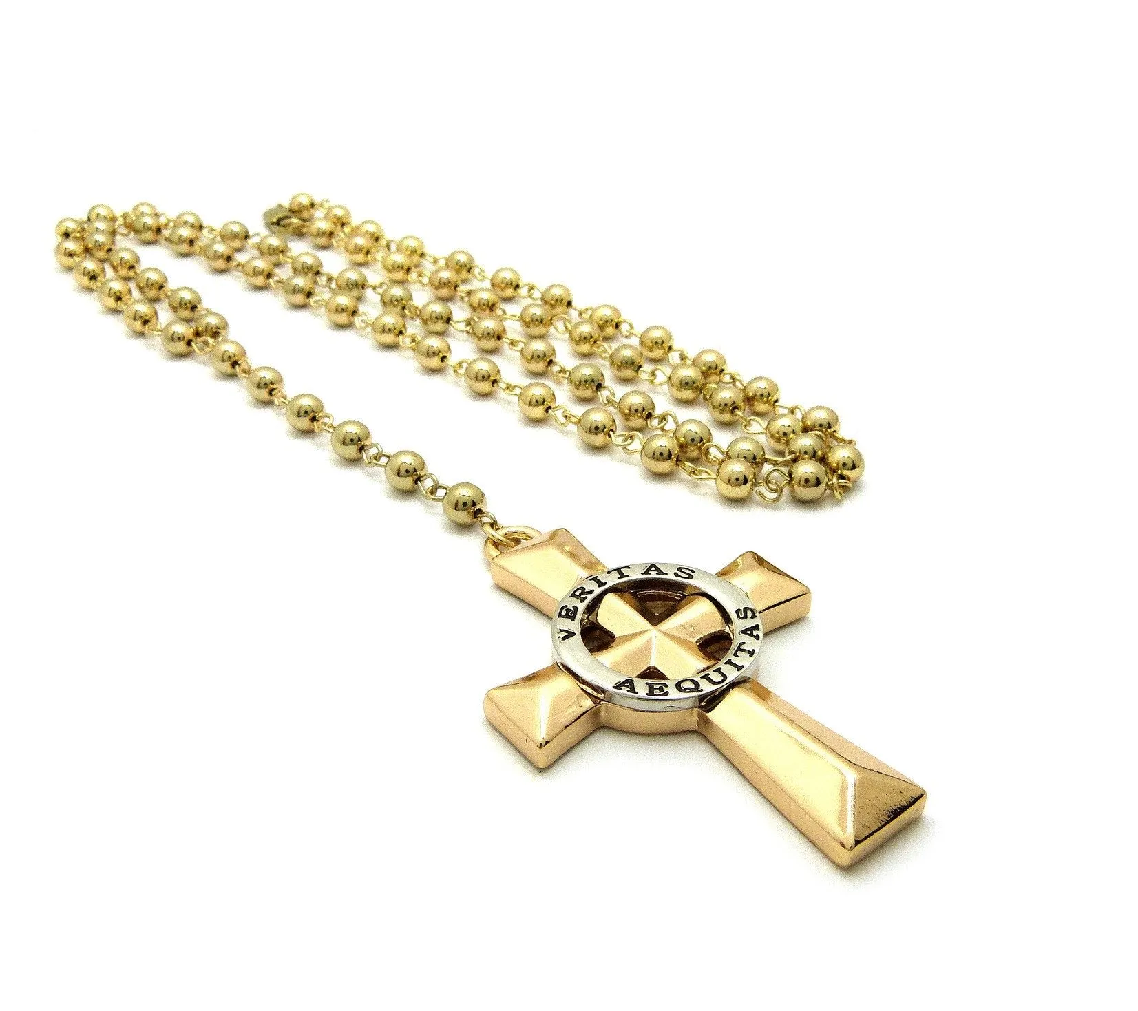 Rosary Bead Cross (Gold)