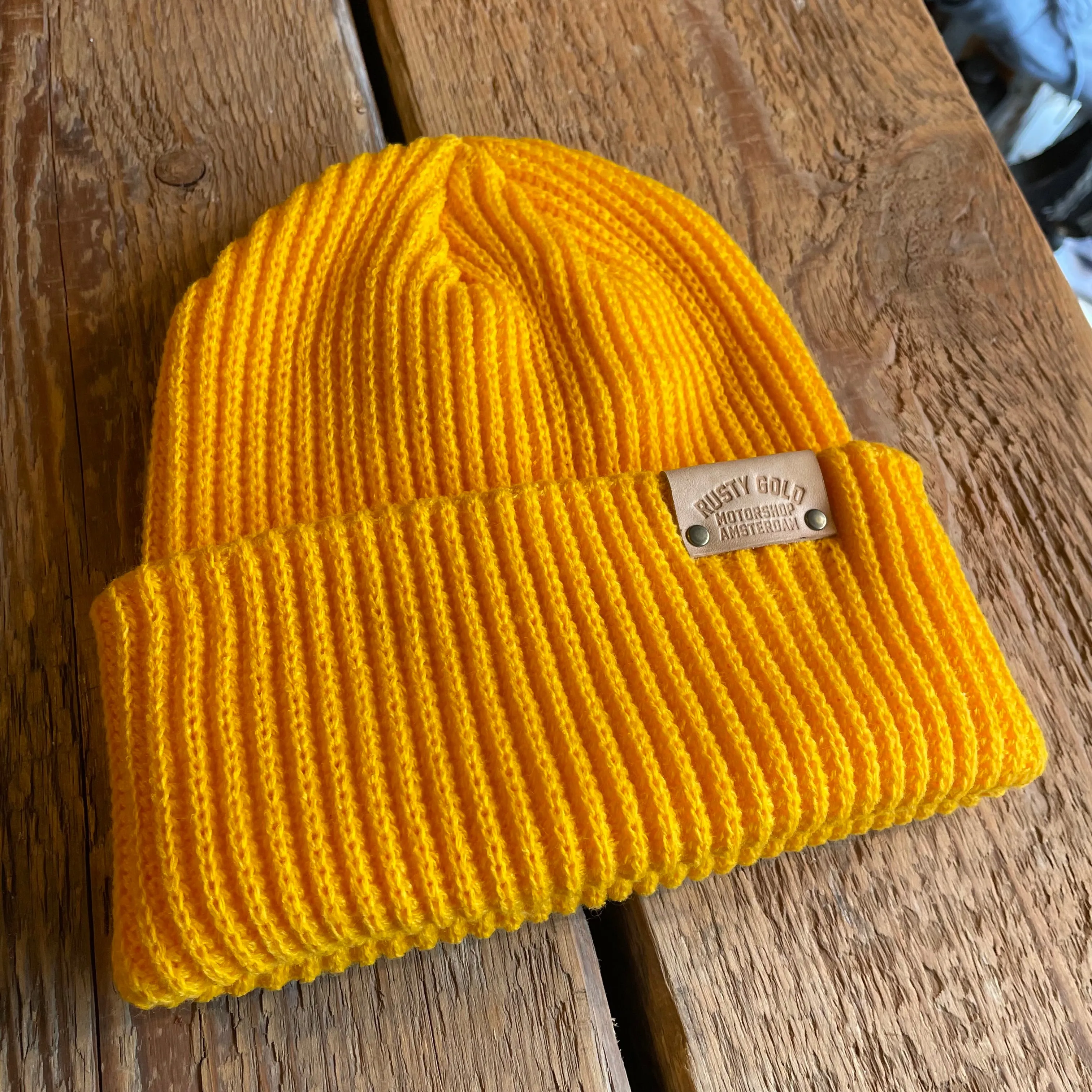 Rusty Gold Rib Beanie Golden Yellow