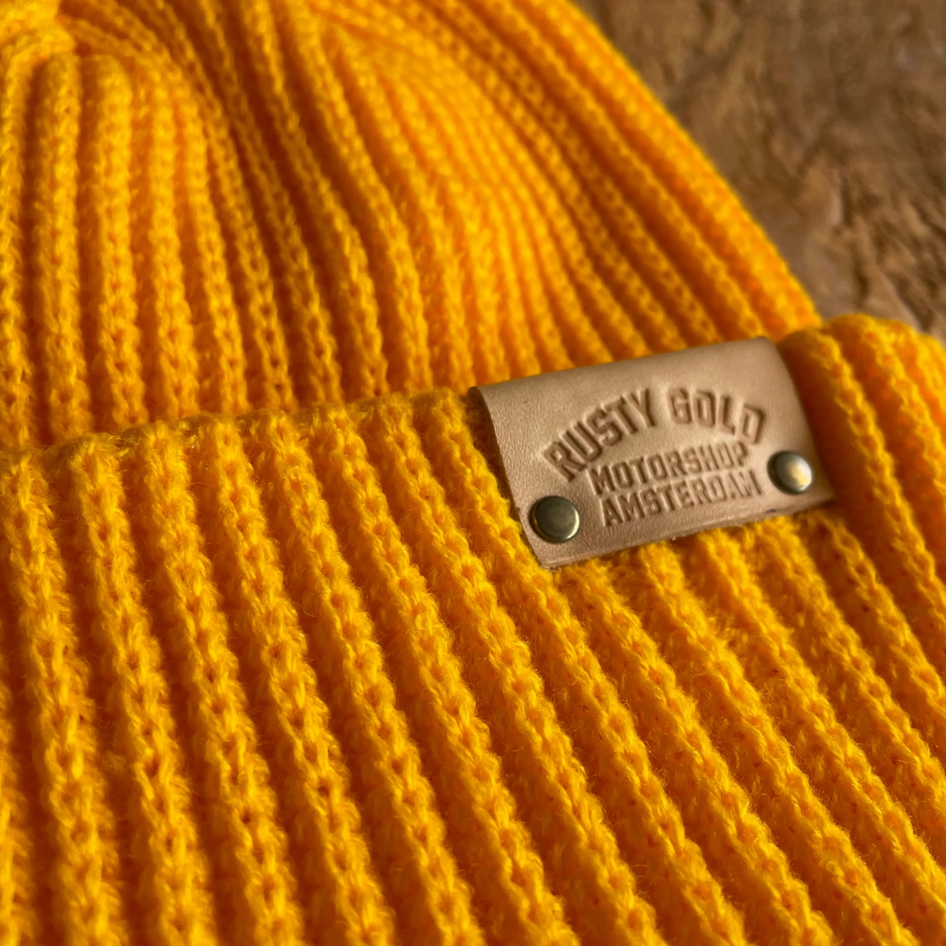 Rusty Gold Rib Beanie Golden Yellow