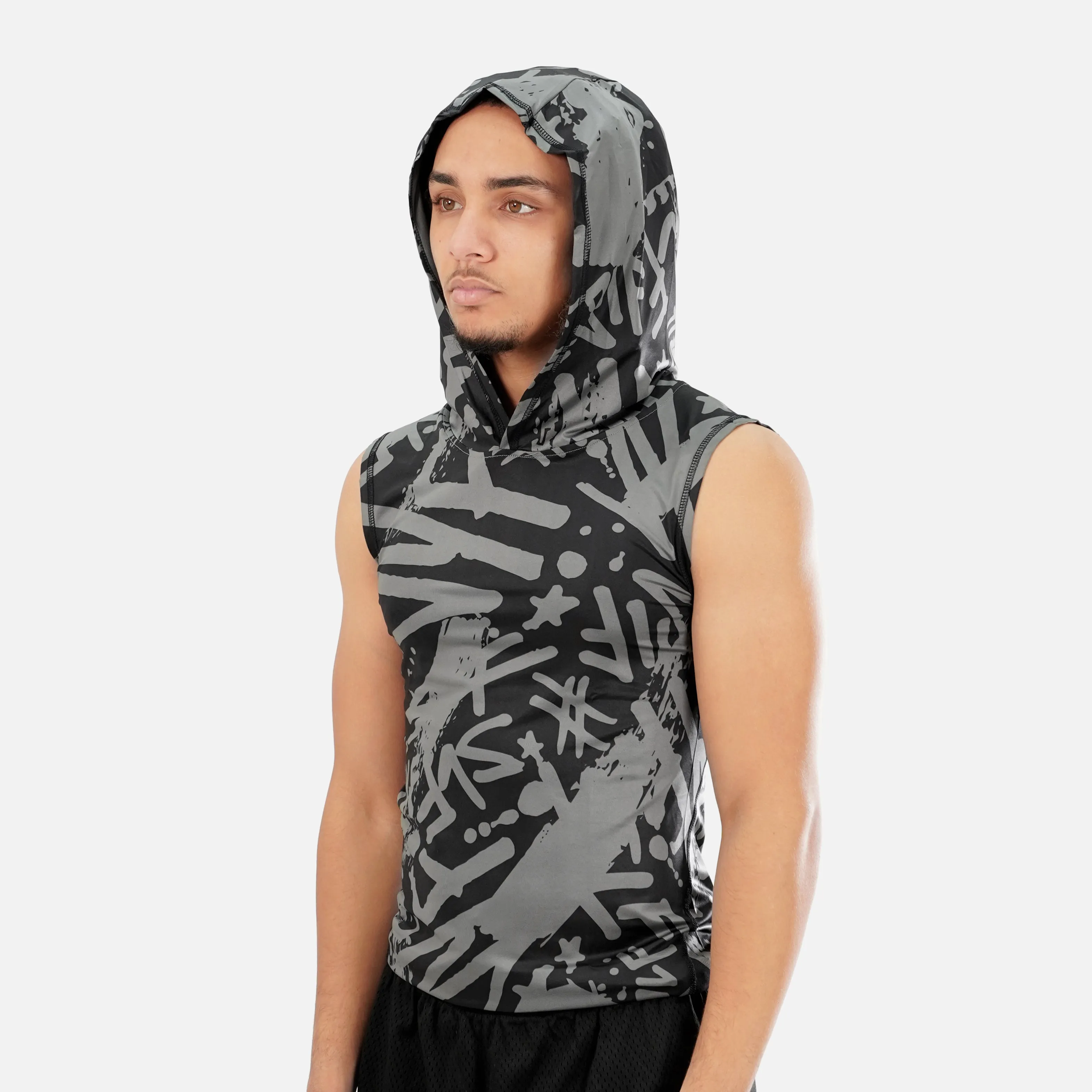 SLF Graffiti Brush Sleeveless Compression Hoodie