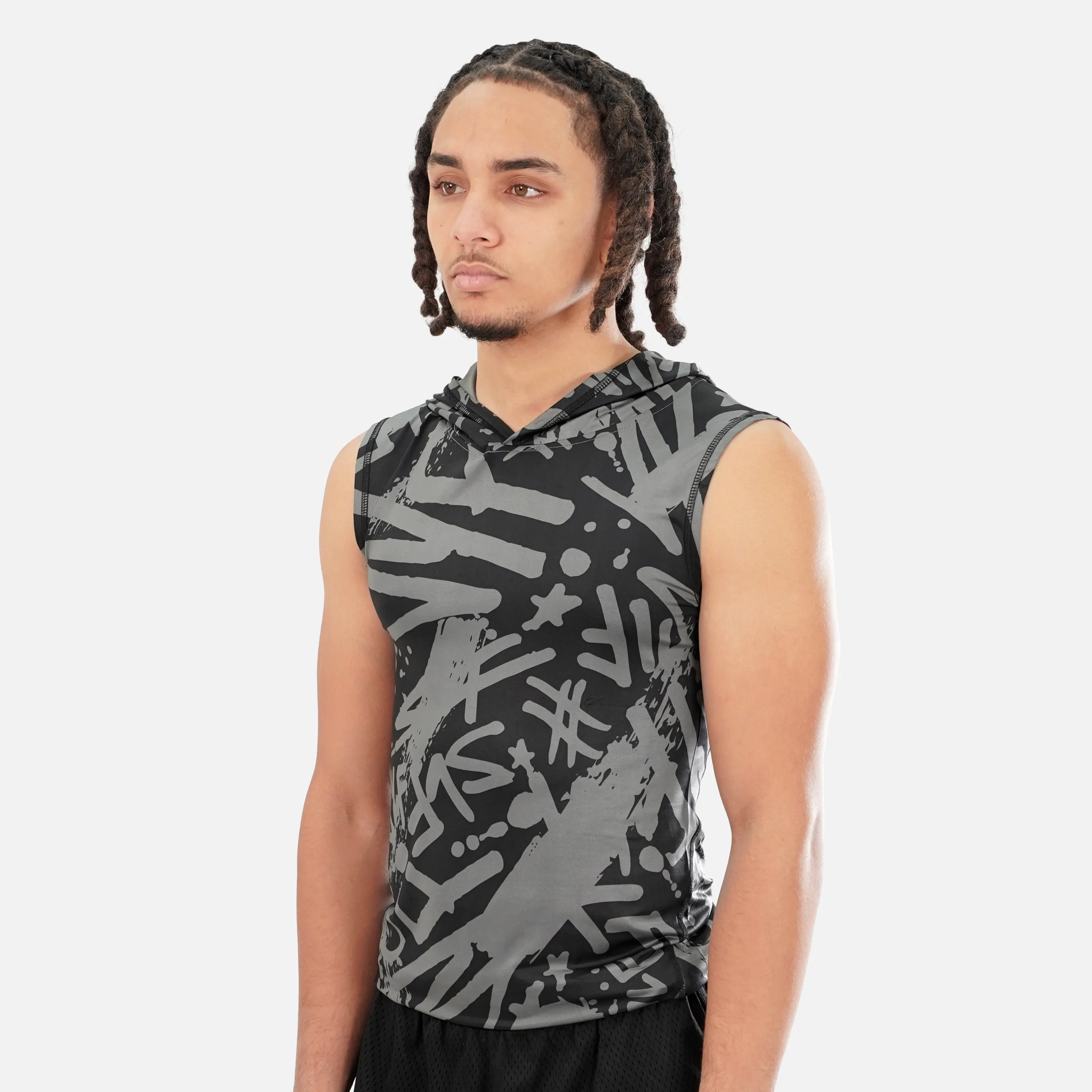 SLF Graffiti Brush Sleeveless Compression Hoodie