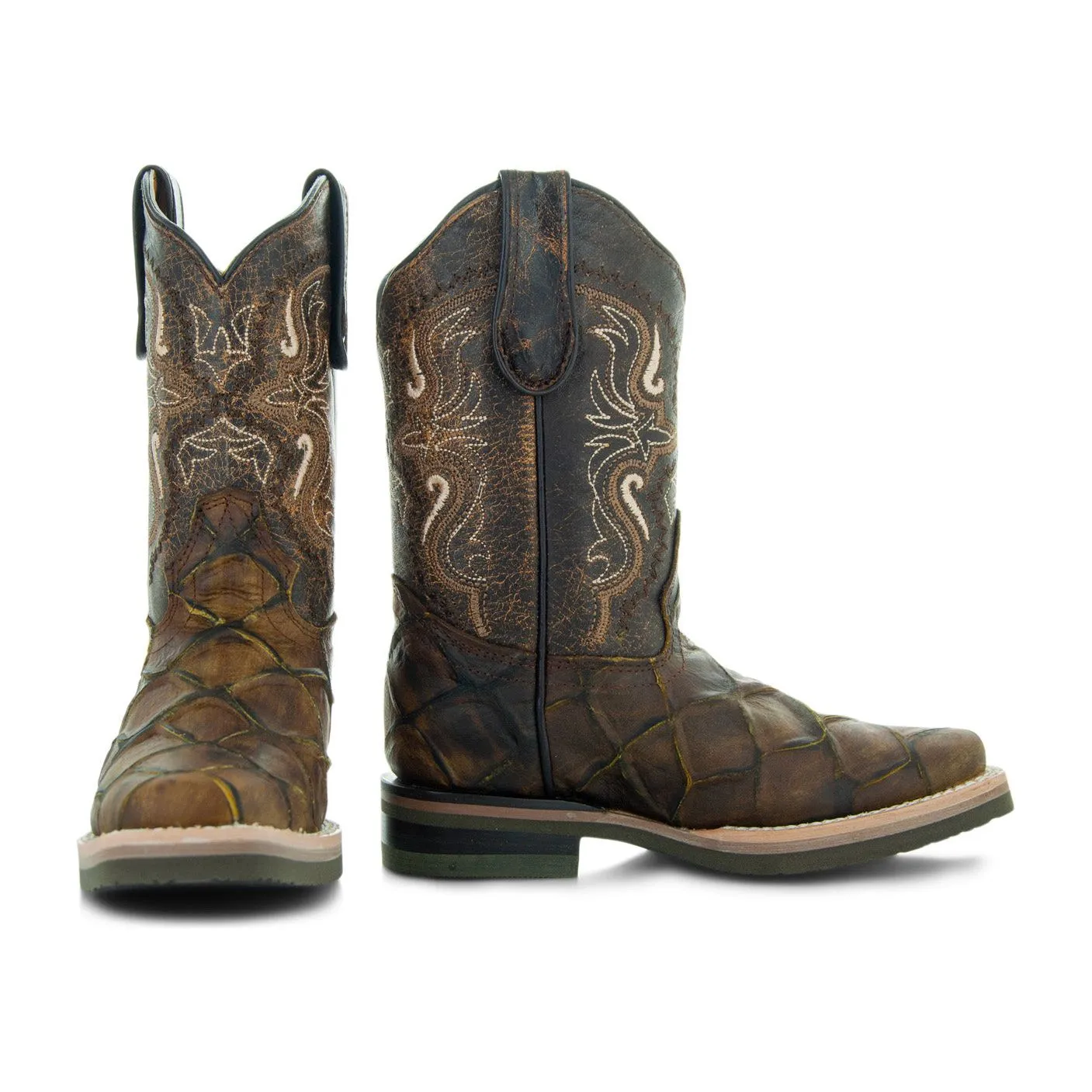 Soto Boots Kids Pirarucu Print Cowboy Boots K4008