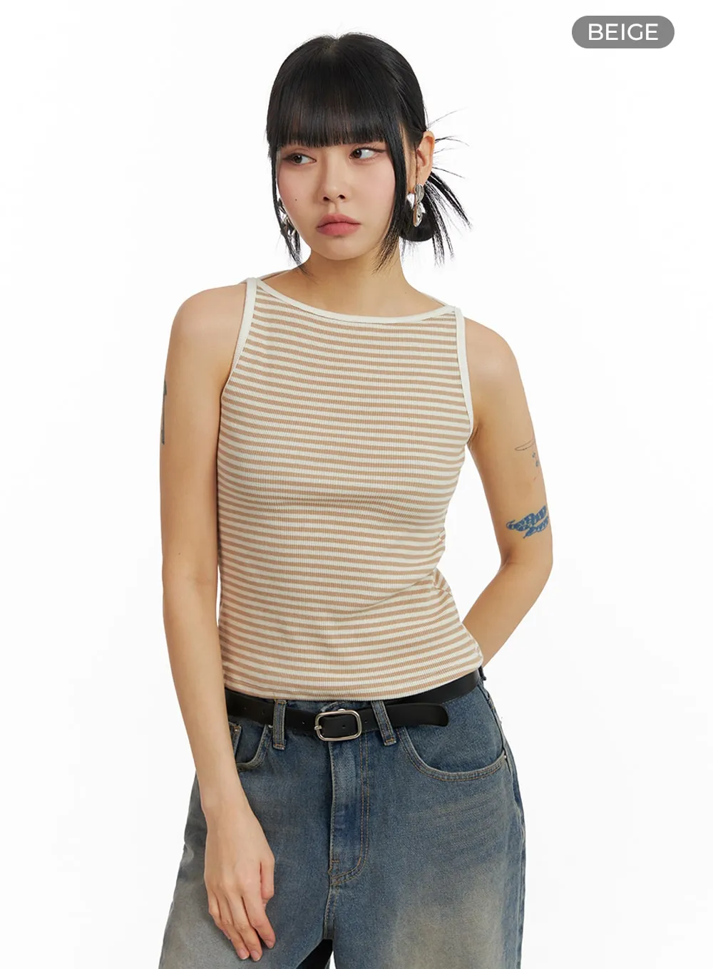 Striped Cotton Sleeveless Top IM414