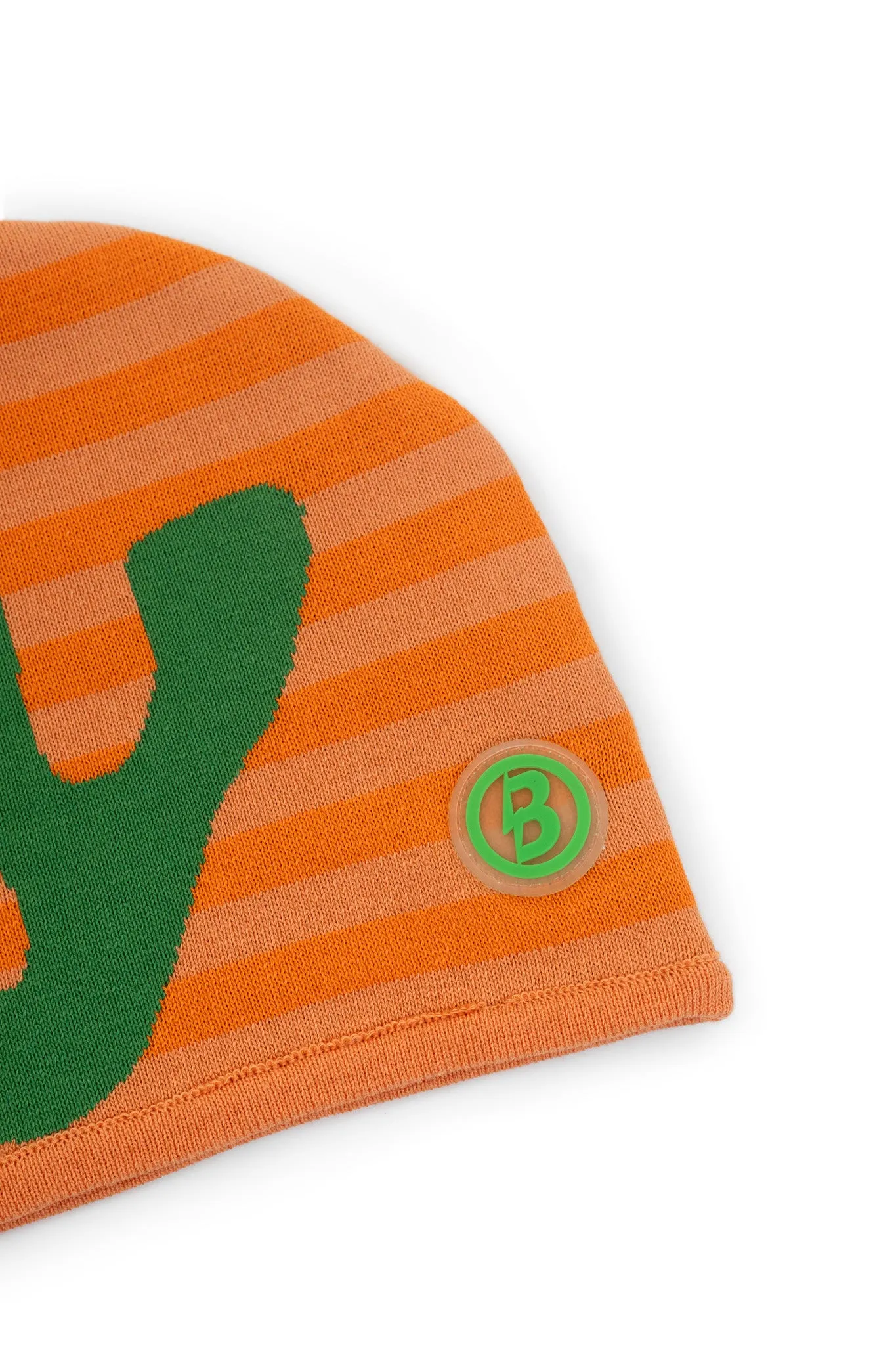 STRIPED KNIT BEANIE (ORANGE/GREEN)