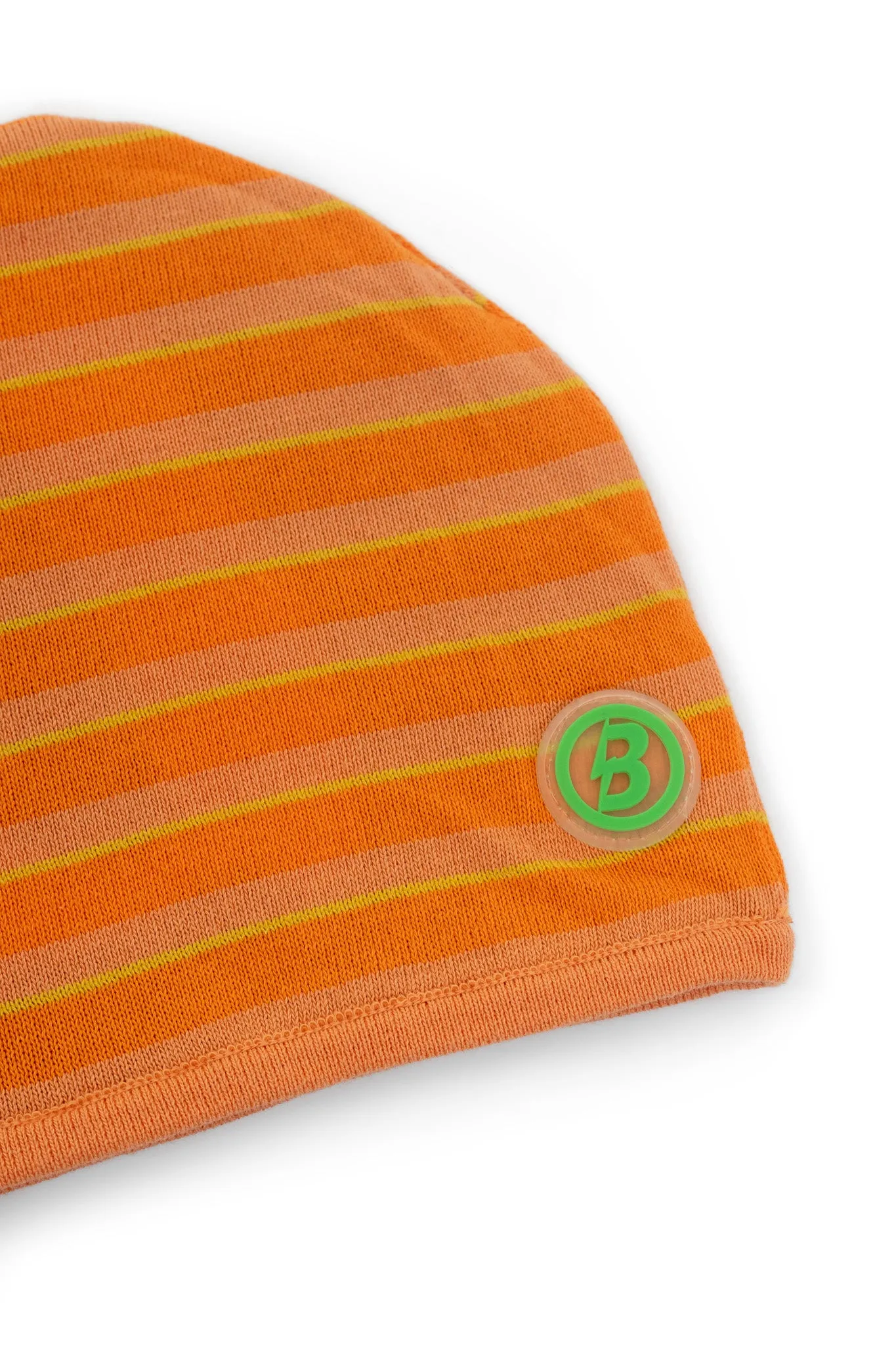 STRIPED KNIT BEANIE (ORANGE/GREEN)