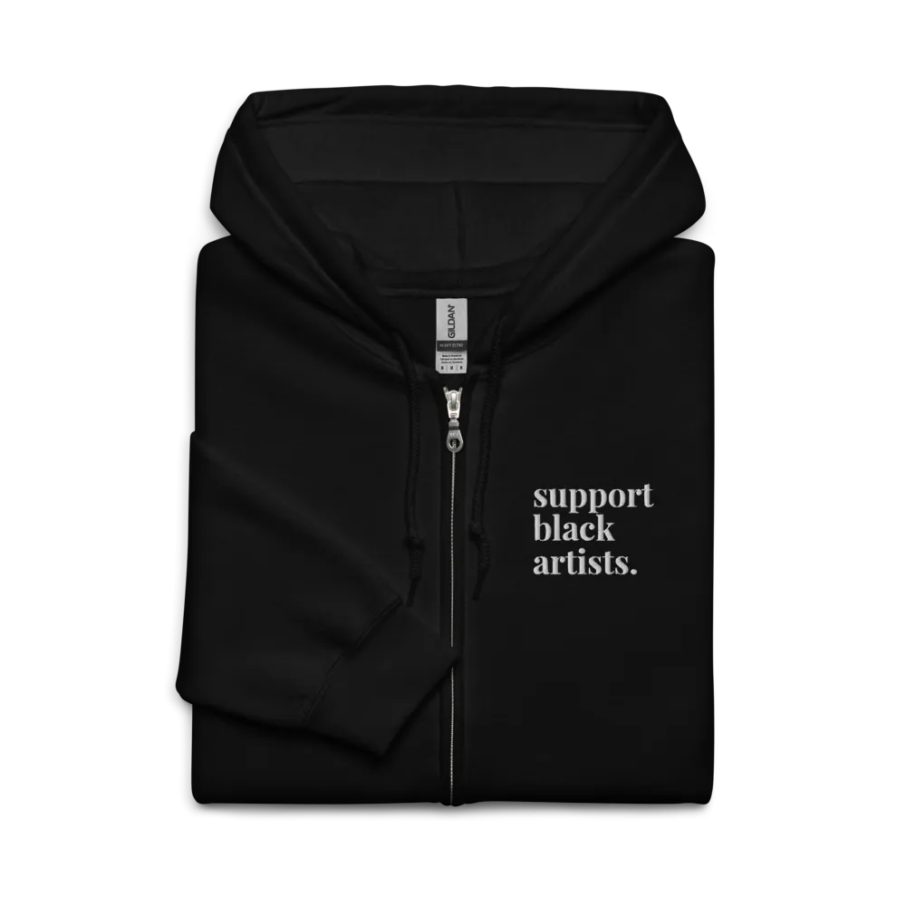 Support Black Artists Embroidered Zip-Up Hoodie