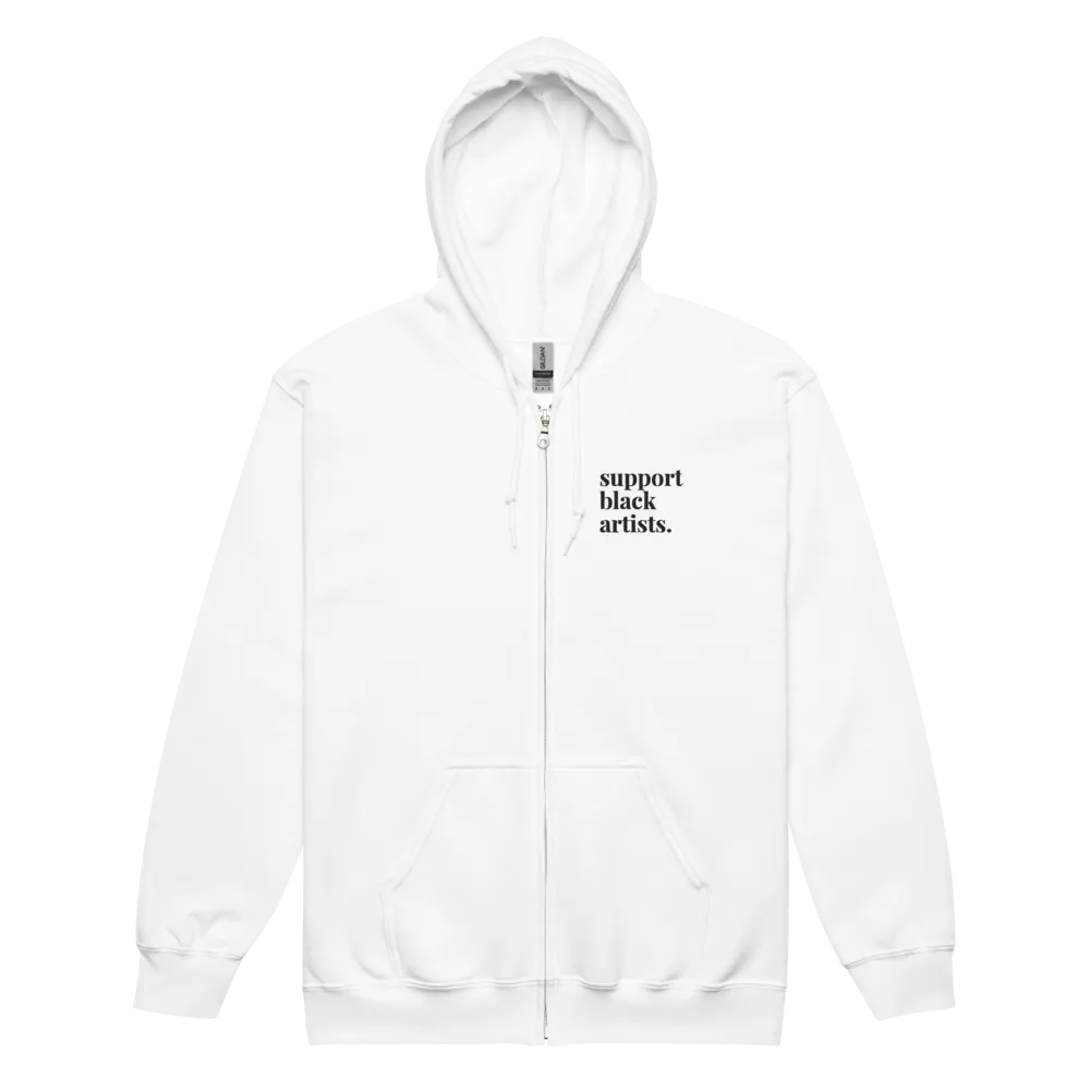 Support Black Artists Embroidered Zip-Up Hoodie