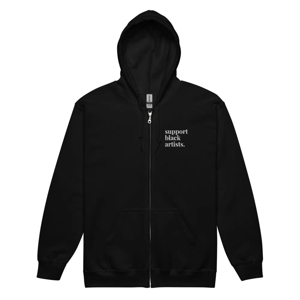 Support Black Artists Embroidered Zip-Up Hoodie