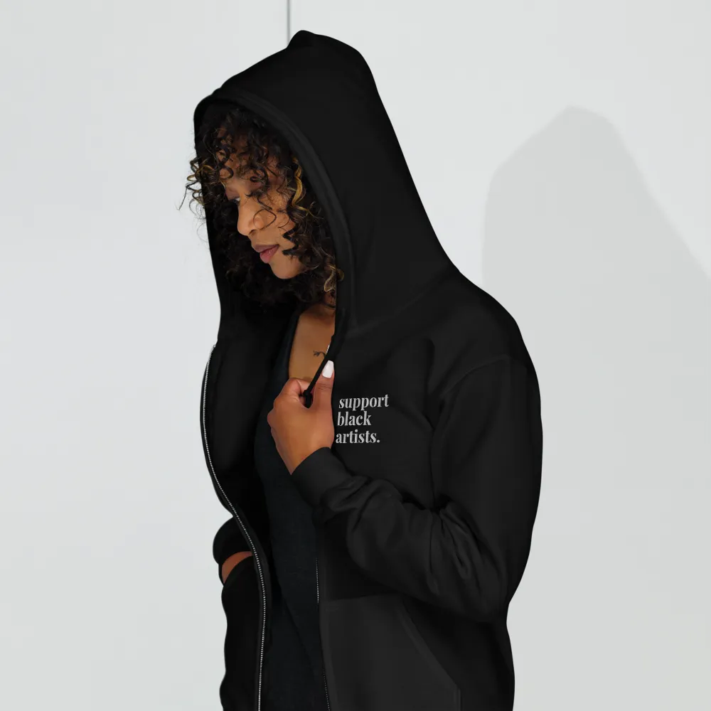 Support Black Artists Embroidered Zip-Up Hoodie