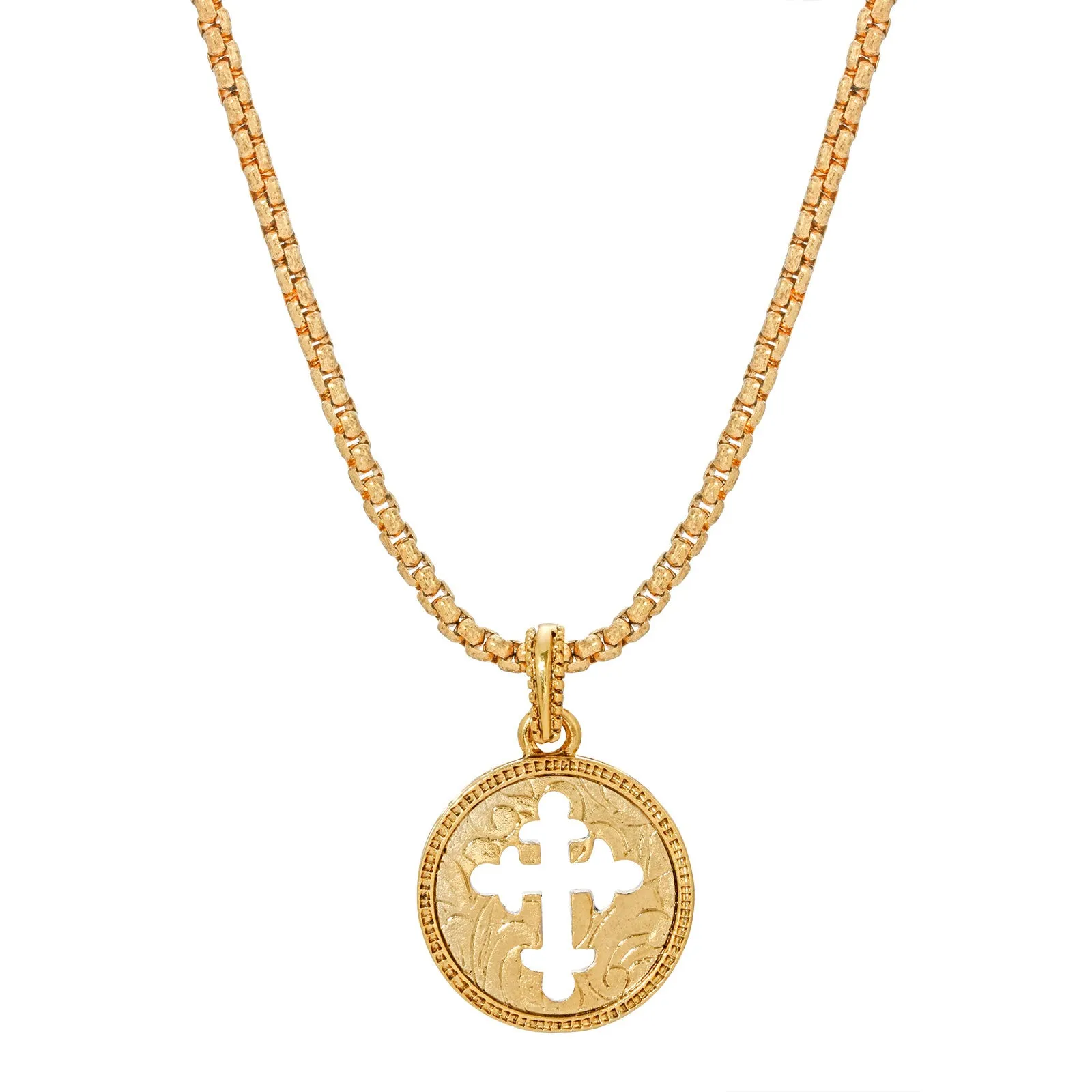 Symbols Of Faith Budded Gold Cross Pendant Necklace 20