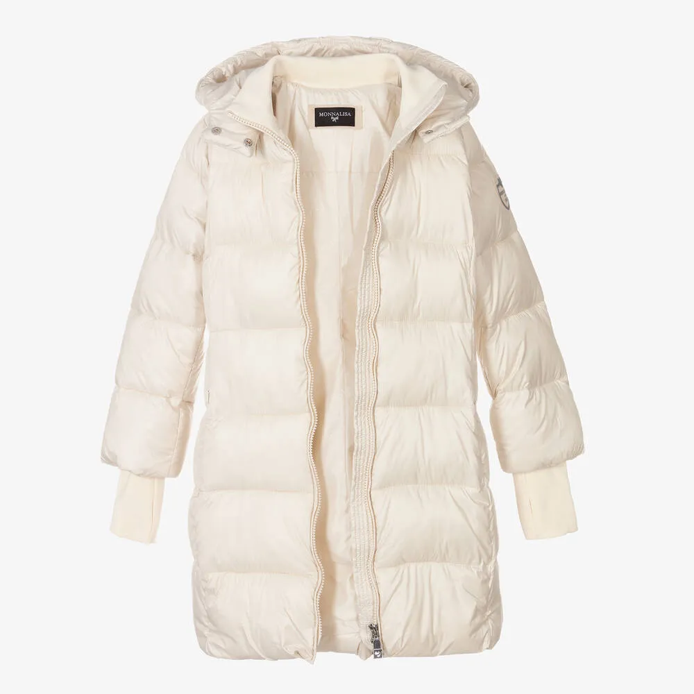 Teen Girls Ivory Puffer Coat