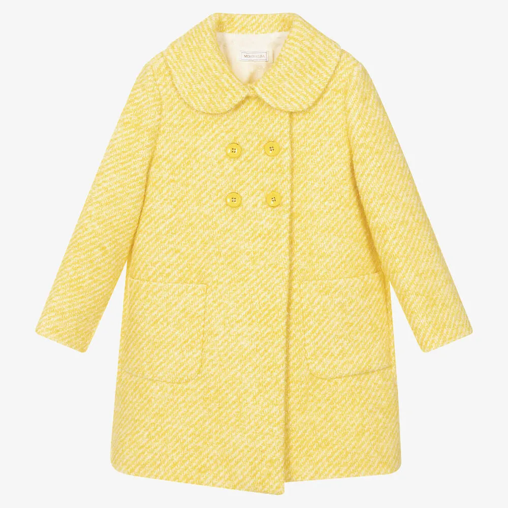 Teen Girls Yellow Tweed Coat