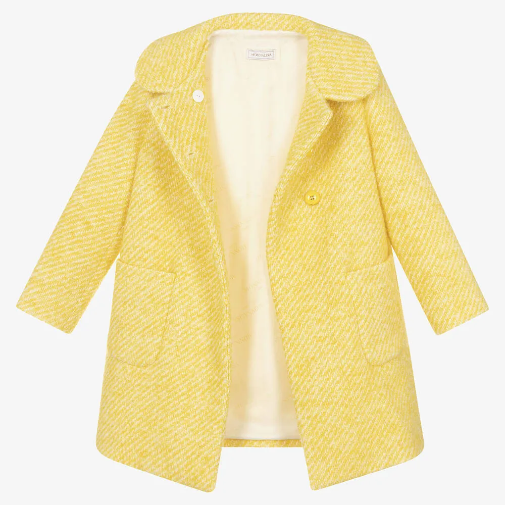 Teen Girls Yellow Tweed Coat