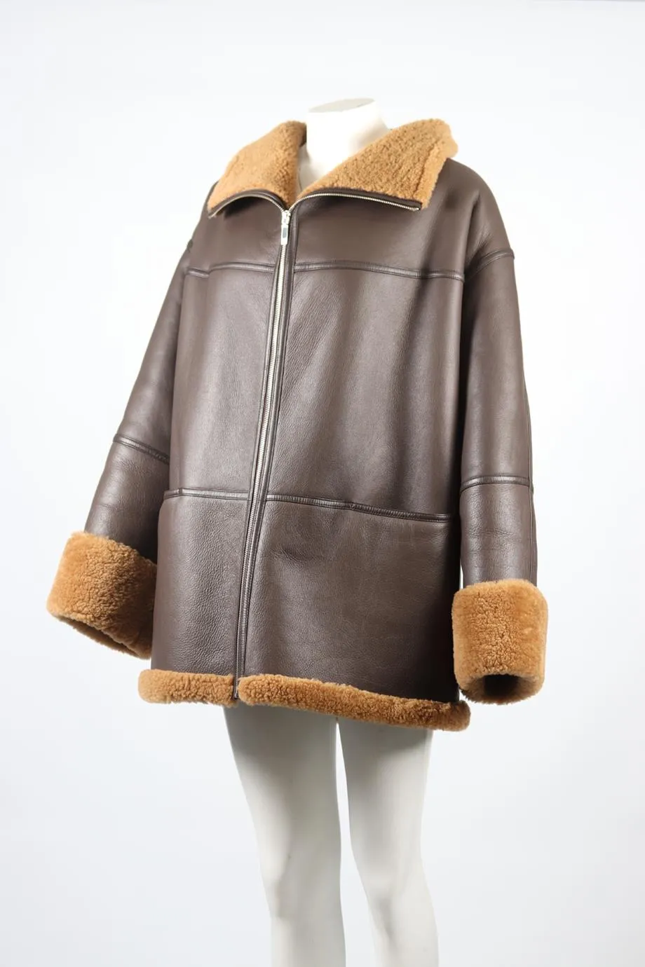 TOTEME SHEARLING AND LEATHER JACKET JACKET MEDIUM-LARGE