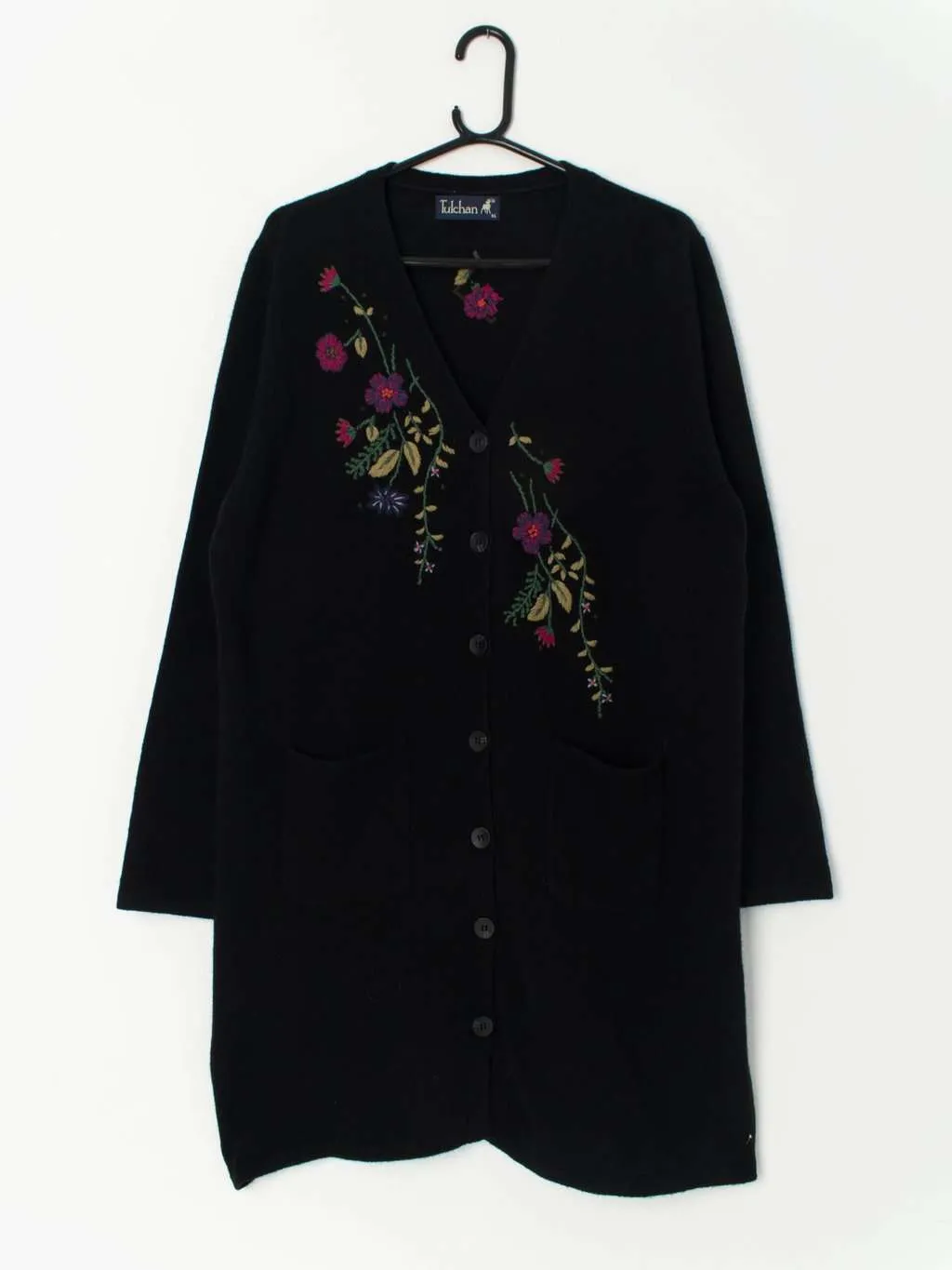 Vintage Tulchan longline cardigan with floral embroidery – Large / XL