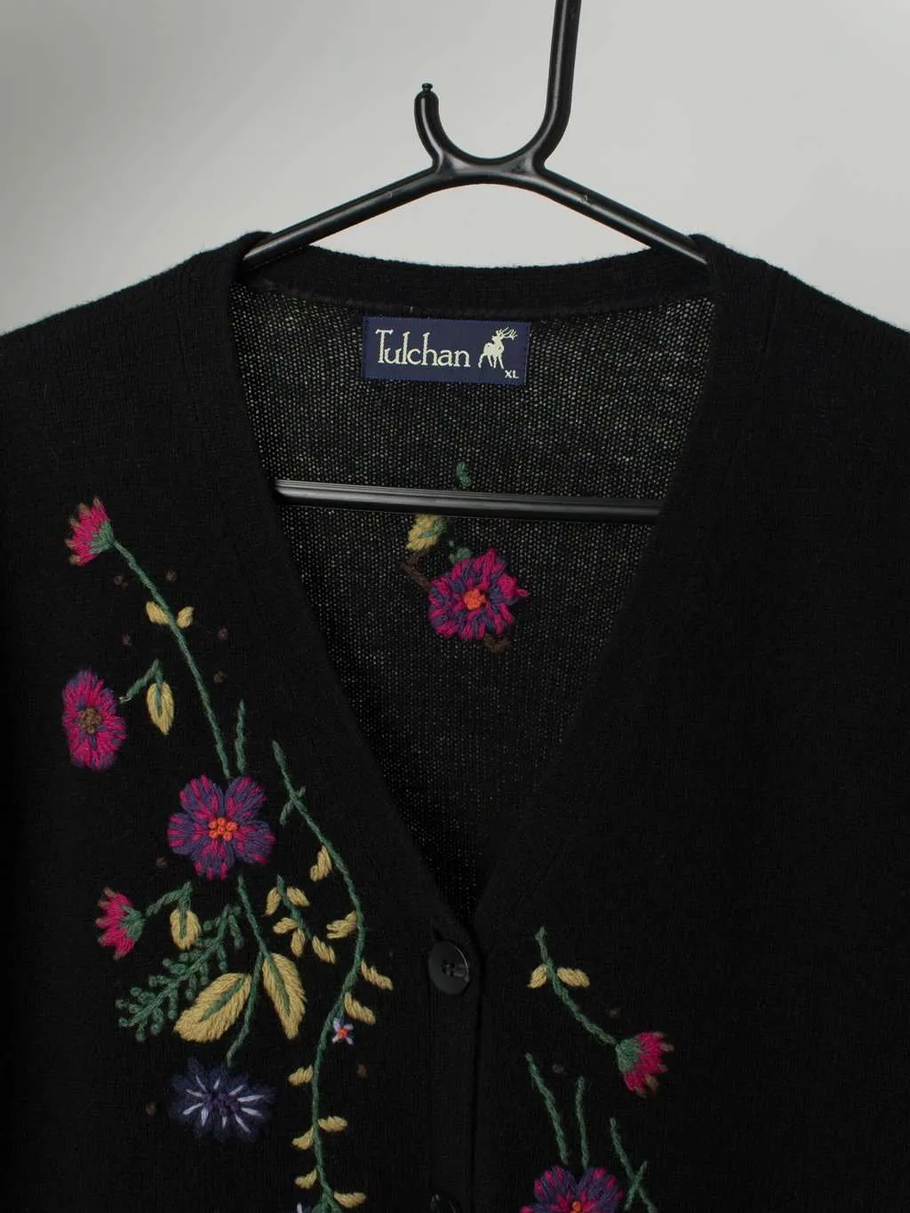 Vintage Tulchan longline cardigan with floral embroidery – Large / XL