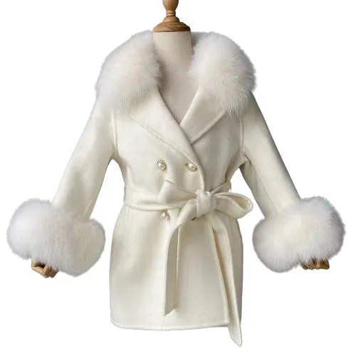 Winter-Autumn Children's Cashmere Coat for Girls