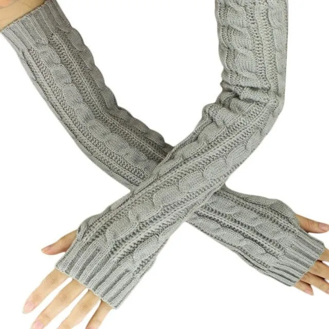 Winter Gloves Women Long Fingerless Knitted Women Gloves Hand Wrist Warmer Gloves Guantes Mujer#B920 SM6