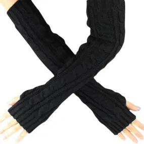 Winter Gloves Women Long Fingerless Knitted Women Gloves Hand Wrist Warmer Gloves Guantes Mujer#B920 SM6