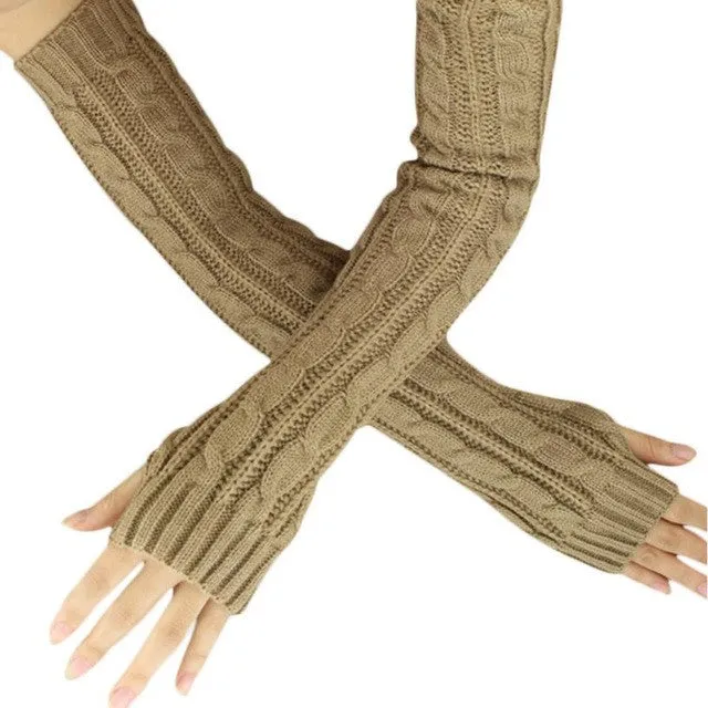 Winter Gloves Women Long Fingerless Knitted Women Gloves Hand Wrist Warmer Gloves Guantes Mujer#B920 SM6