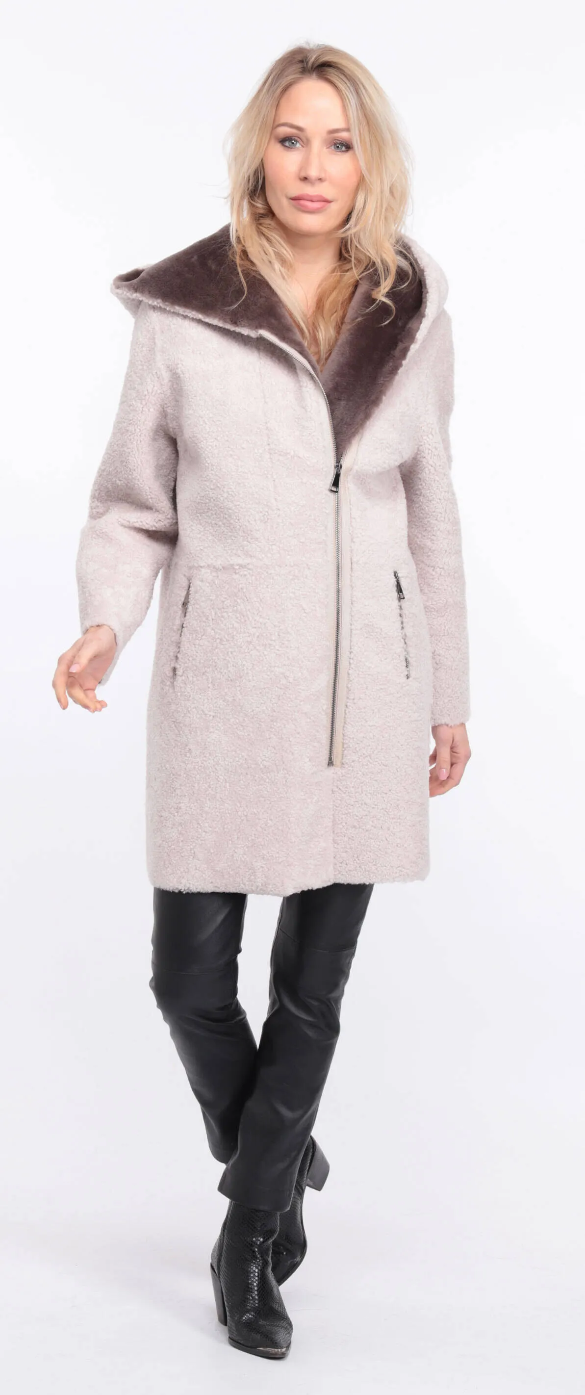 Women's ecru sheepskin coat valere