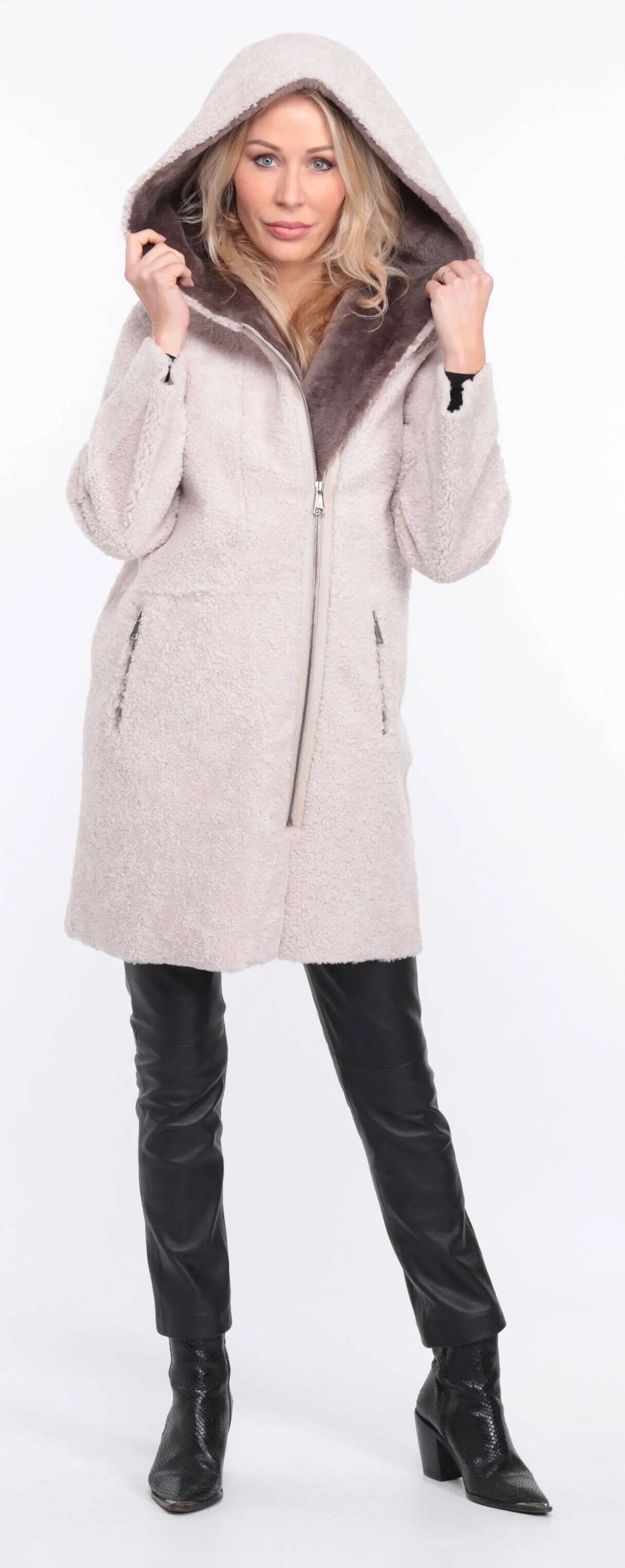 Women's ecru sheepskin coat valere