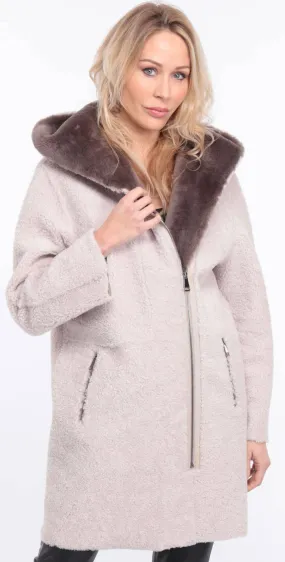 Women's ecru sheepskin coat valere