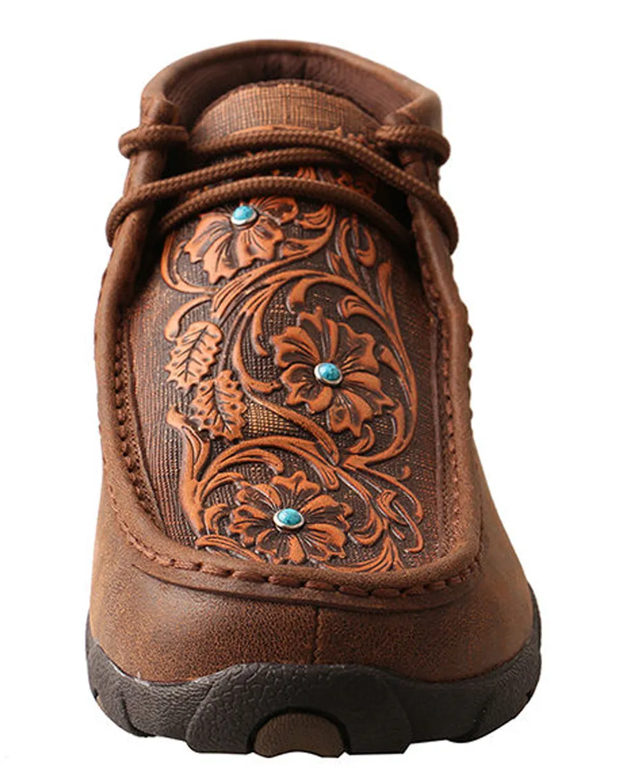 Women's Floral Tooled Driving Moccasins