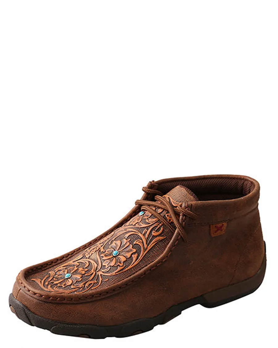 Women's Floral Tooled Driving Moccasins