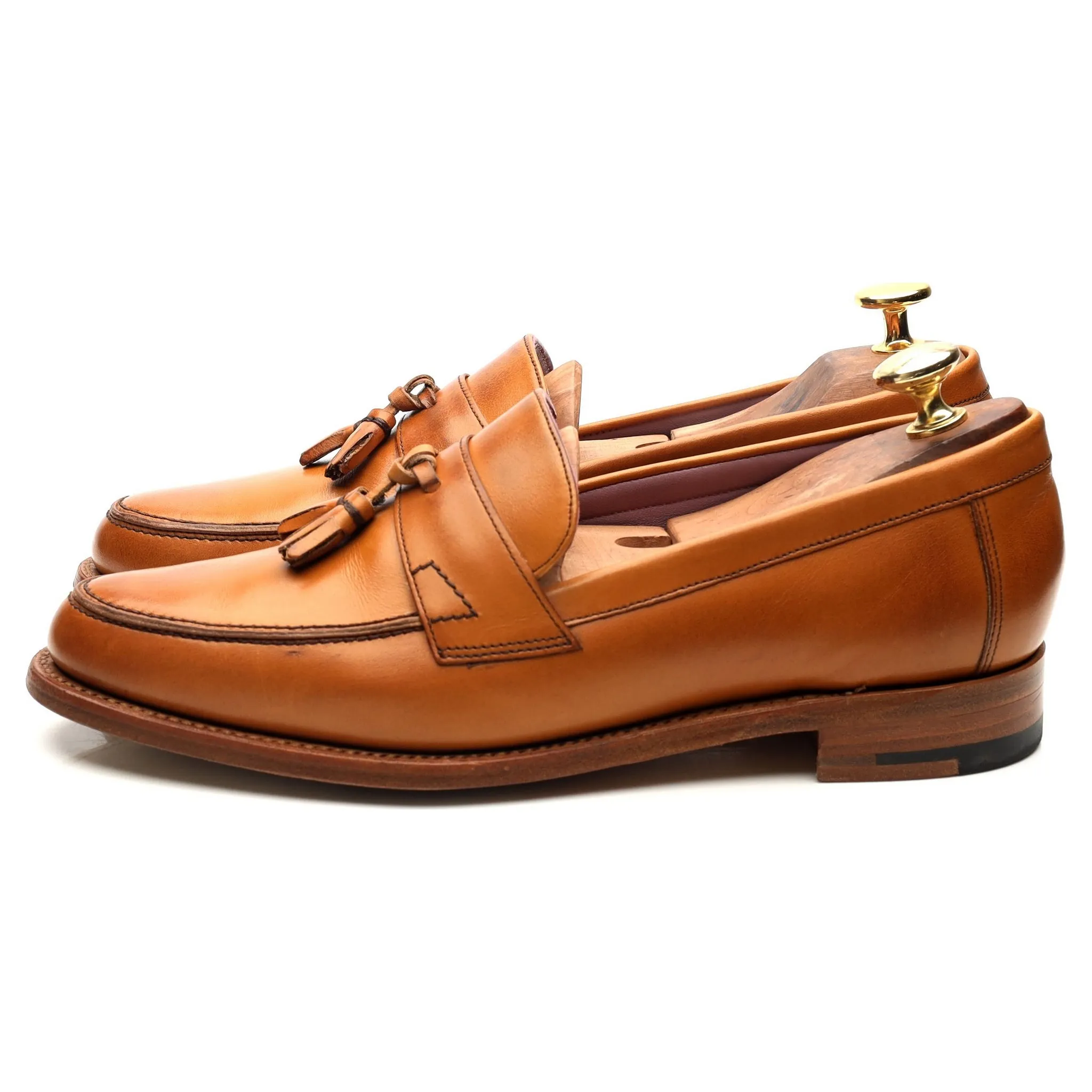 Women's 'Imogen' Tan Brown Leather Tassel Loafers UK 6.5 D