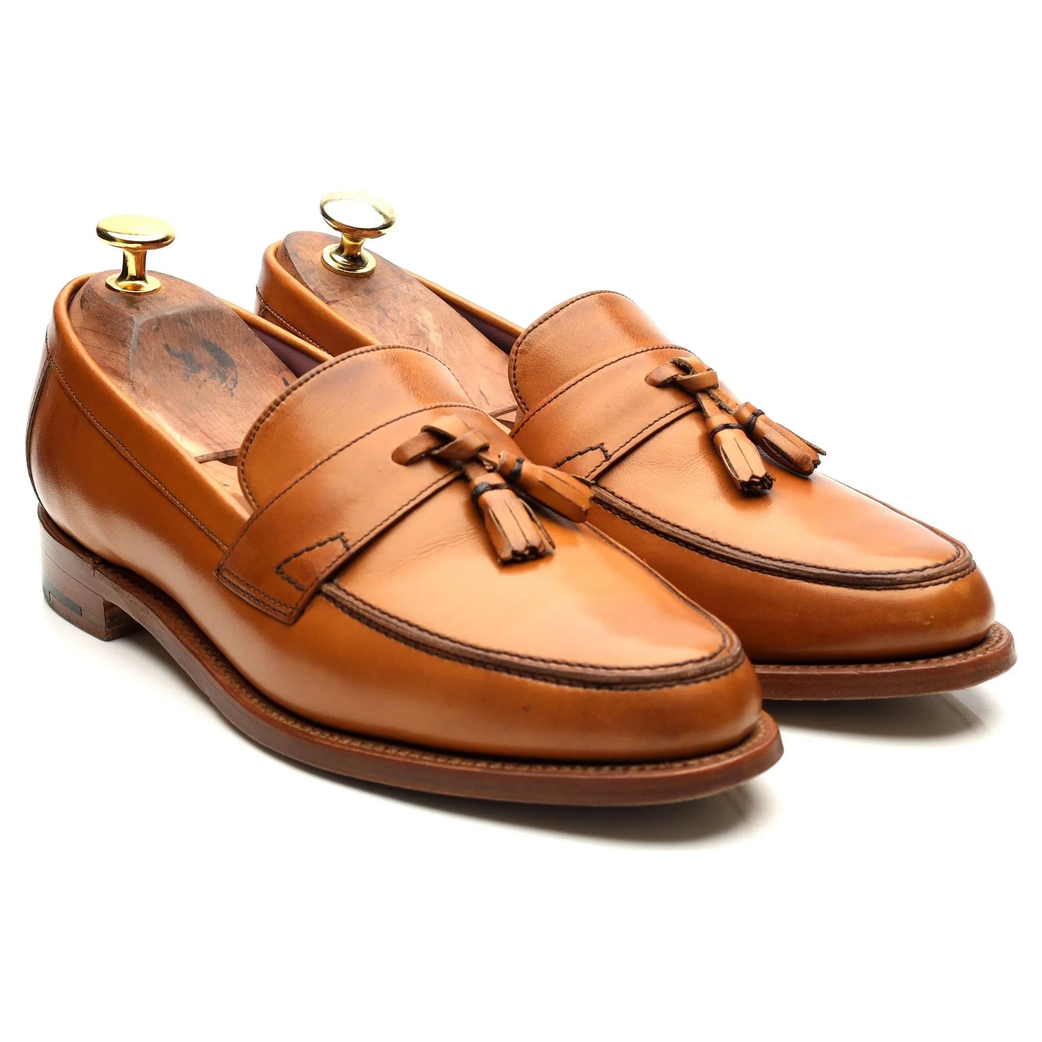 Women's 'Imogen' Tan Brown Leather Tassel Loafers UK 6.5 D