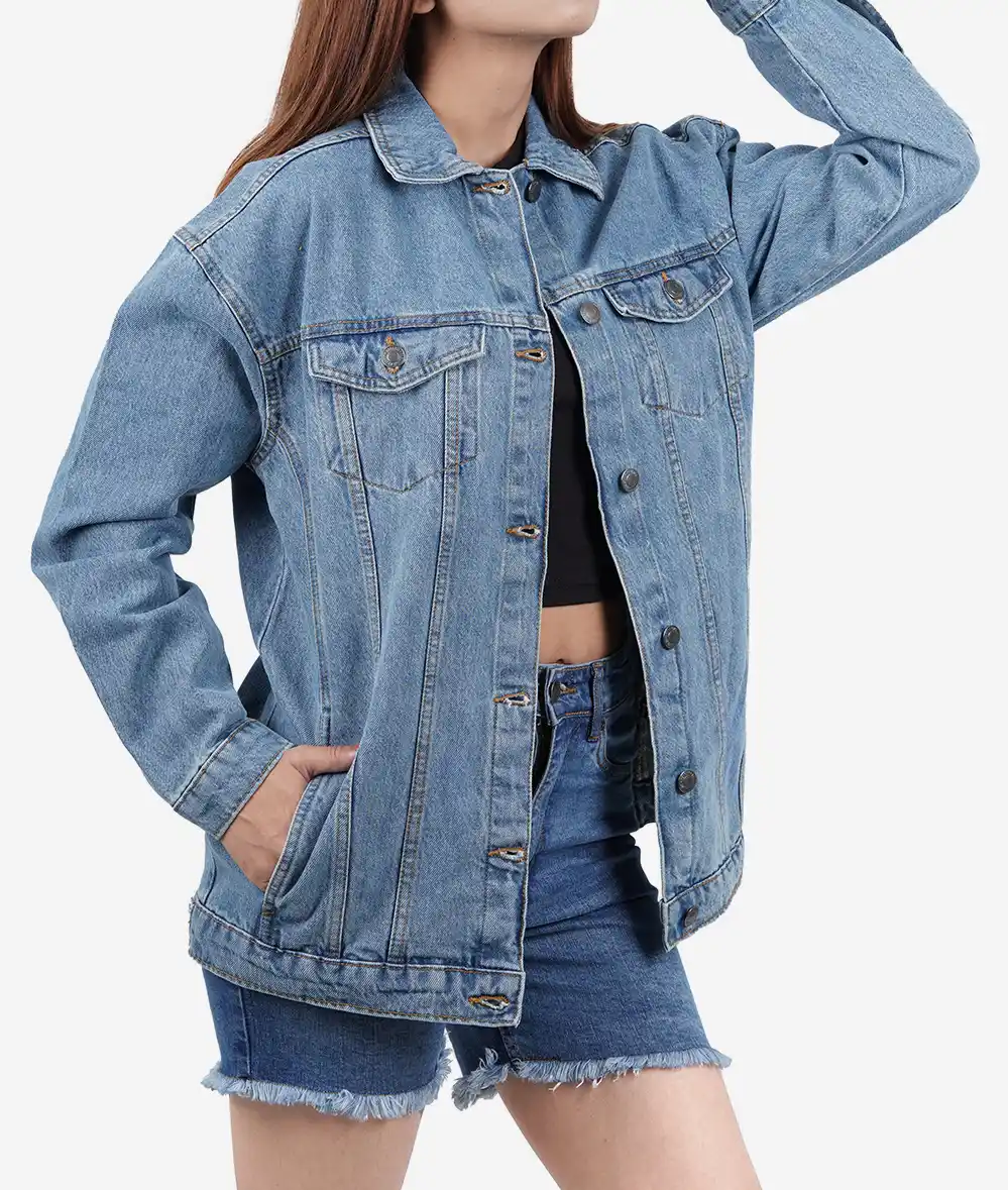 Womens Oversized Light Blue Denim Jacket 