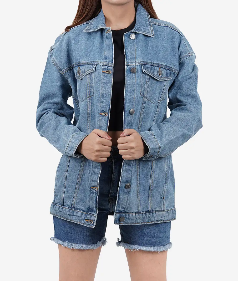 Womens Oversized Light Blue Denim Jacket 