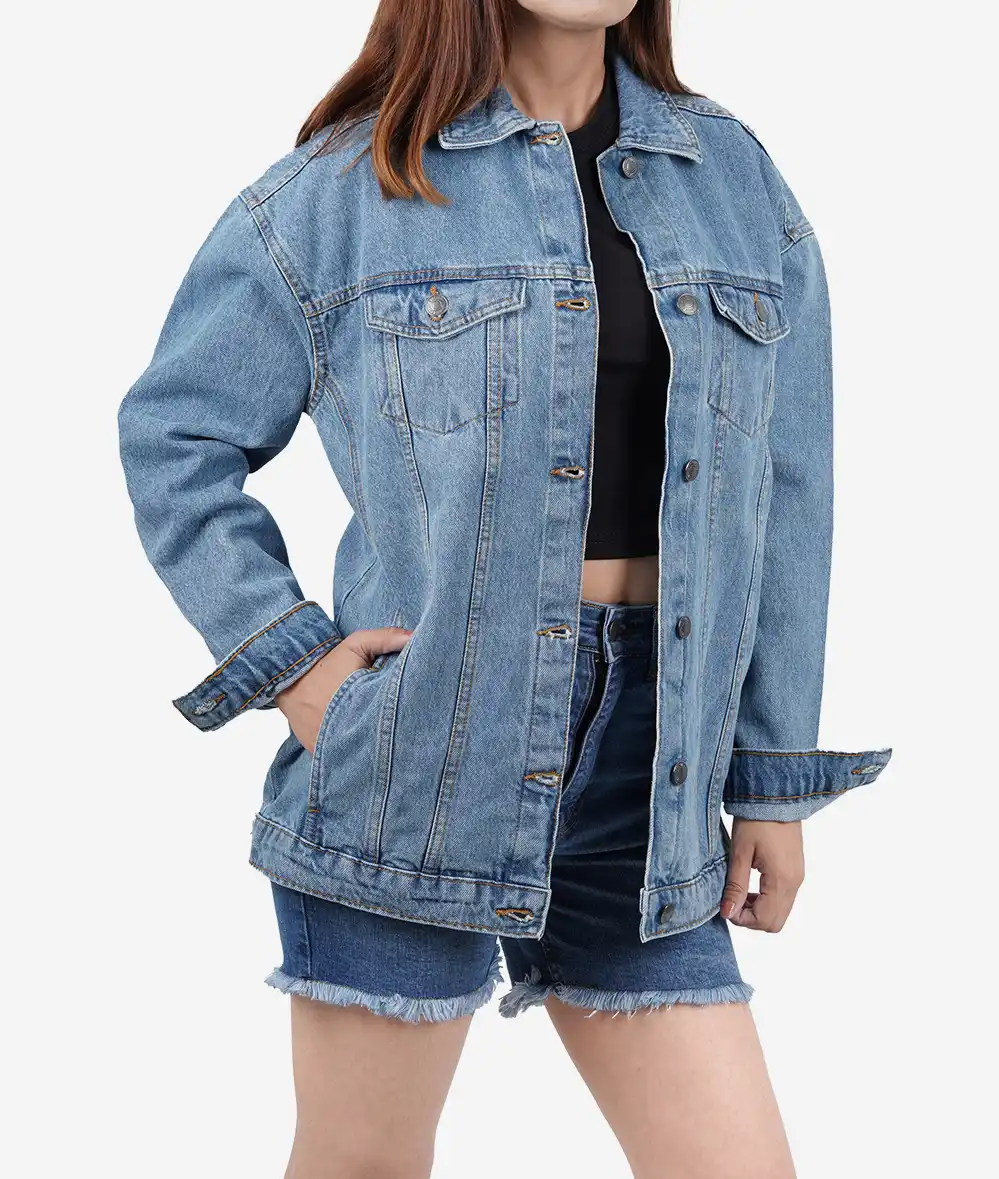 Womens Oversized Light Blue Denim Jacket 