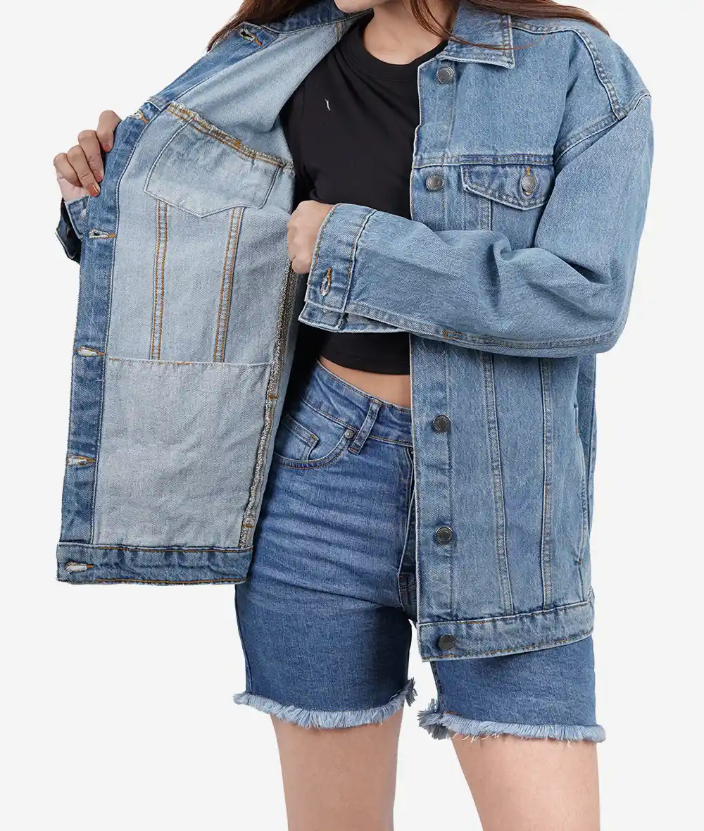 Womens Oversized Light Blue Denim Jacket 