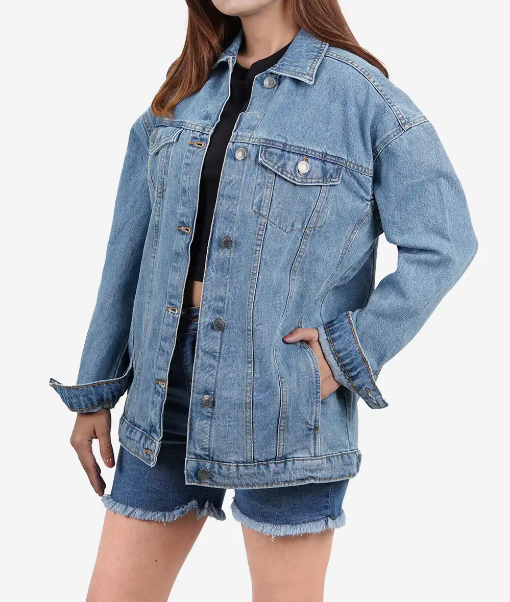 Womens Oversized Light Blue Denim Jacket 