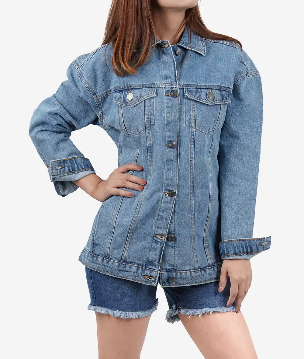 Womens Oversized Light Blue Denim Jacket 